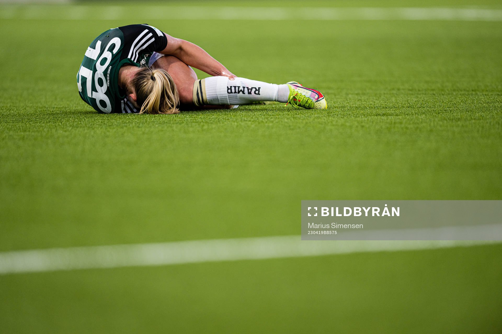 Celine Emilie Nergård of Rosenborg in pain