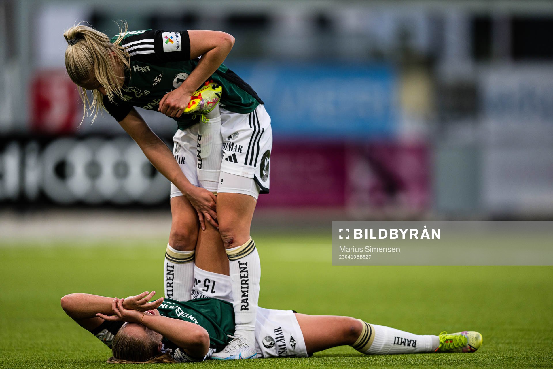 Celine Emilie Nergård of Rosenborg in pain