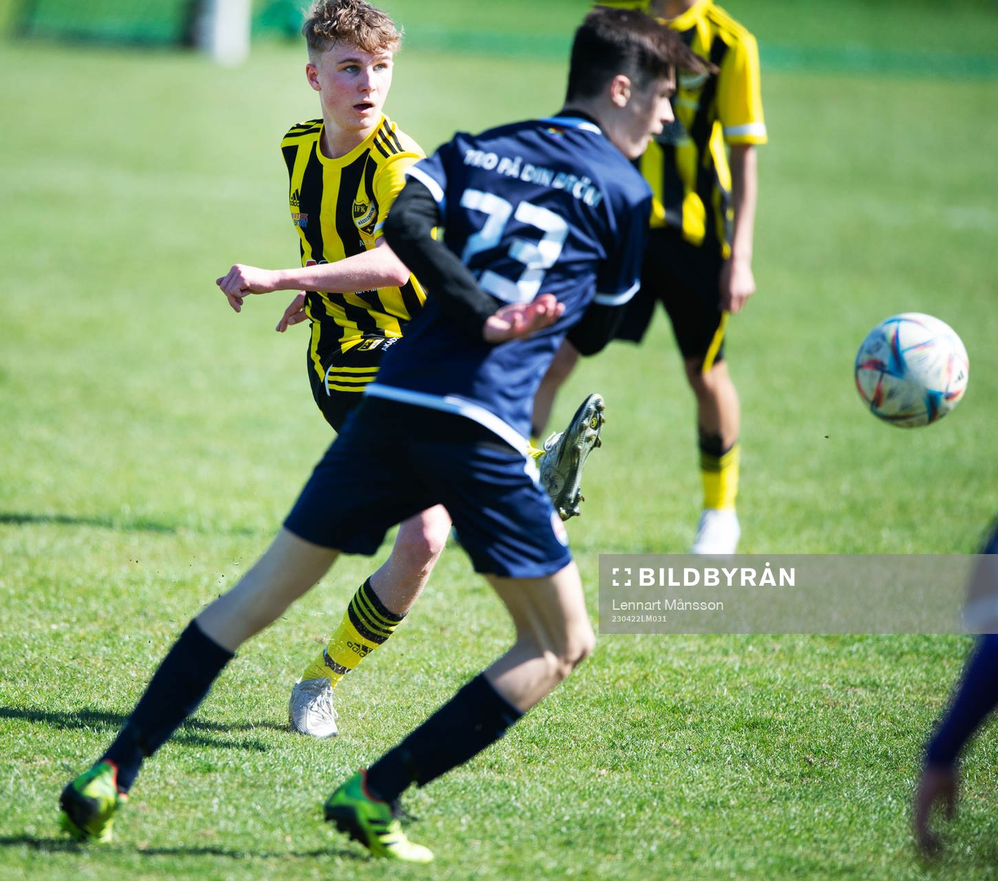  IFK Hässleholm Noah Flink i matchen i U17 mellan IFK Hässleholm och FC Rosengård i Hässleholm 22 april 2023.