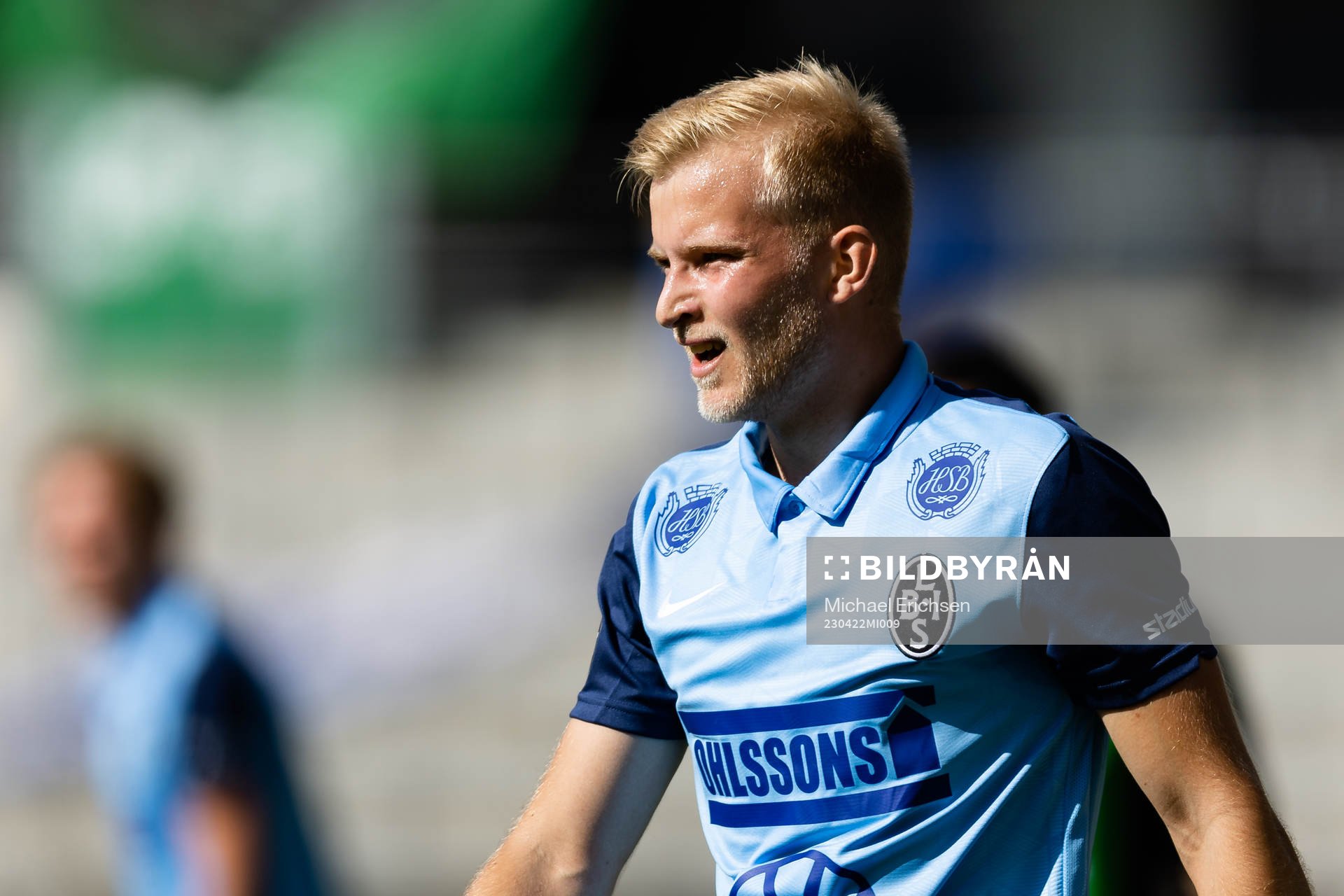 Landskronas Johan Rapp under fotbollsmatchen i Superettan mellan GAIS och Landskrona den 22 april 2023 i Göteborg. 