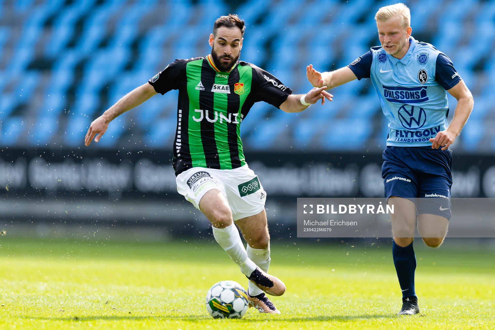 GAIS Mervan Celik och Landskronas Johan Rapp