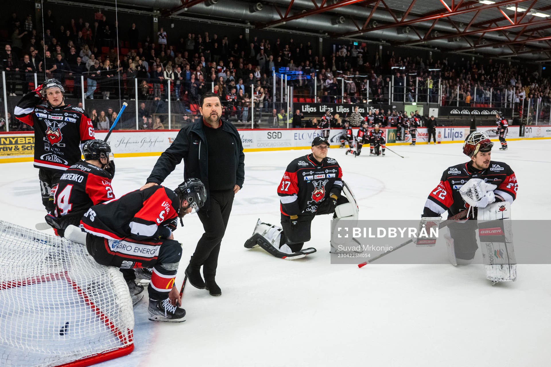 Nybros tränare Pontus Nyberg och målvakt Pontus Eltonius