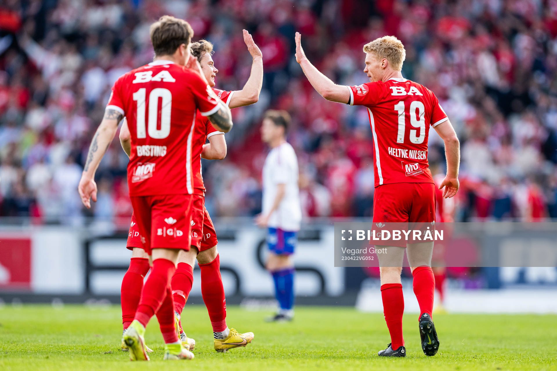Sivert Heltne Nilsen of Brann celebrates scoring 2-1