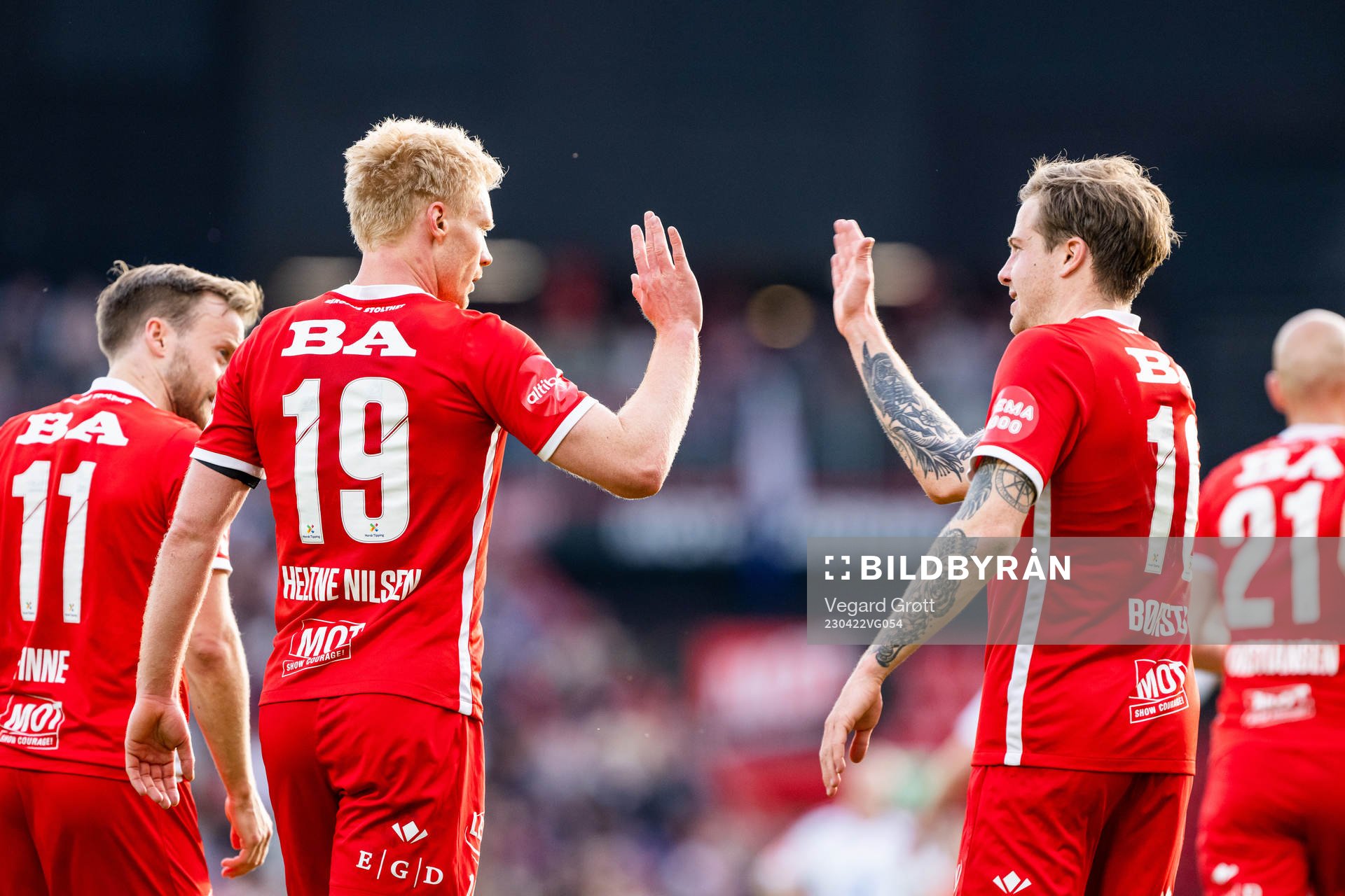 Sivert Heltne Nilsen of Brann celebrates with Frederik