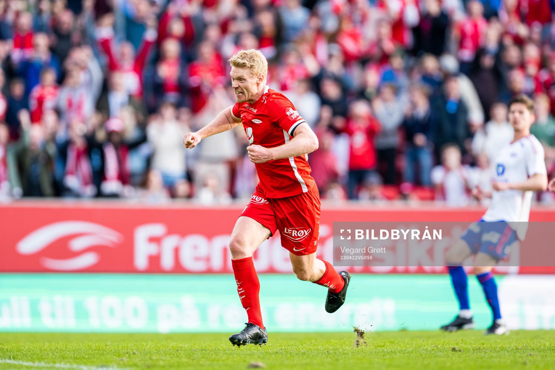 Sivert Heltne Nilsen of Brann celebrates scoring 2-1