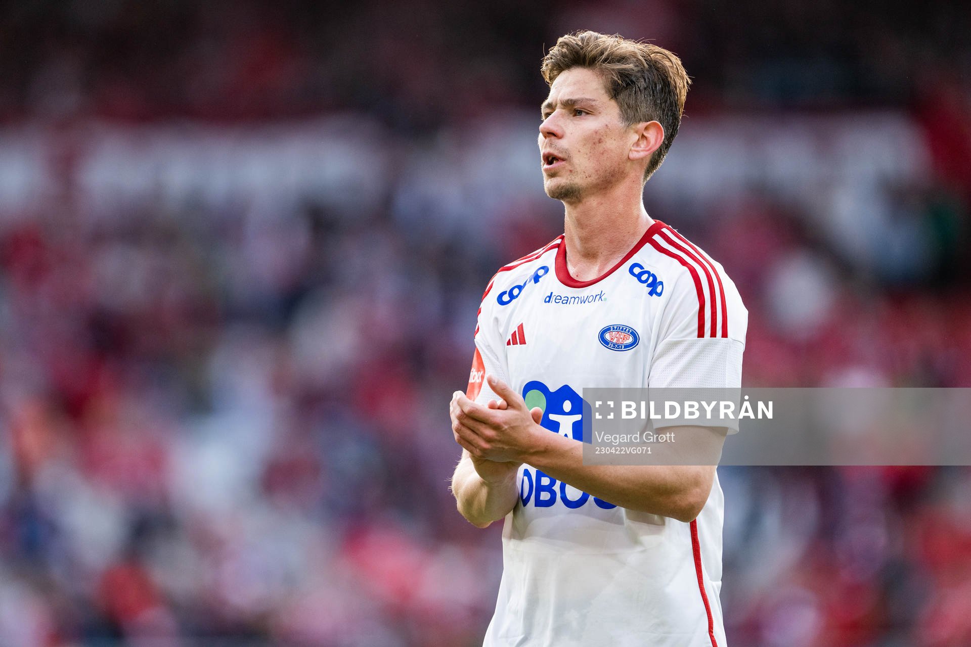 Torgeir Børven of Vålerenga after the Eliteserien football match between Brann and Vålerenga on April 22, 2023 in Bergen. 