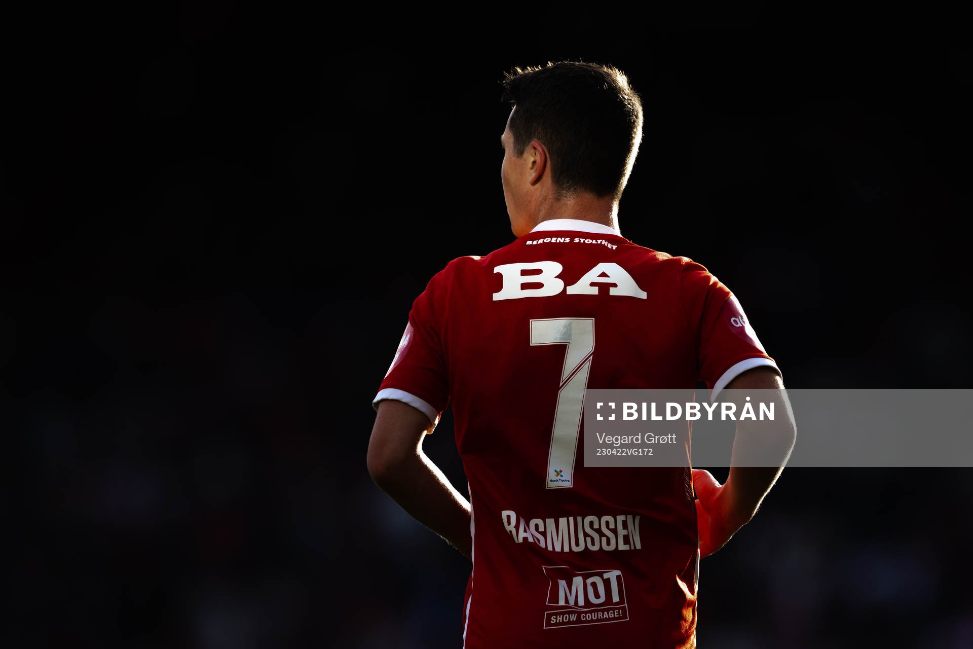 Mathias Rasmussen of Brann during the Eliteserien football match between Brann and Vålerenga on April 22, 2023 in Bergen. 