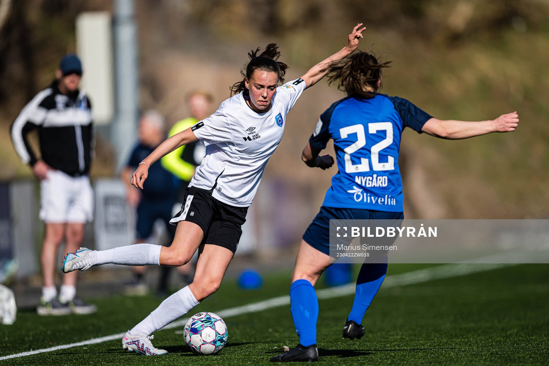 Nora Gjellestad Rongved of Fyllingsdalen during the 1. division football match between Grei and Fyllingsdalen on April 22, 2023 in Oslo.