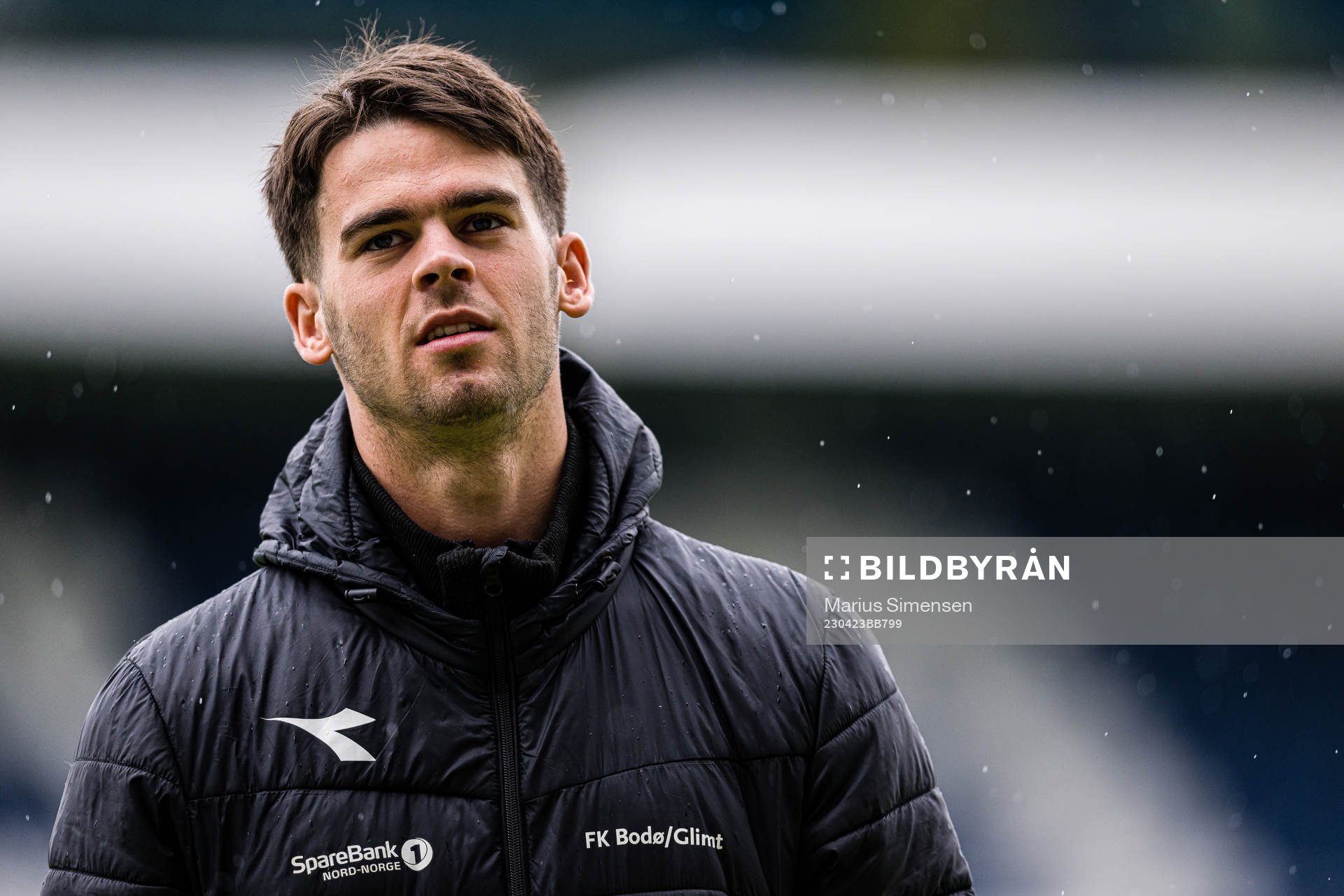 Lasse Nordås of Bodø/Glimt arrives ahead of the Eliteserien match between Aalesund and Bodø/Glimt on April 23, 2023 in Ålesund.