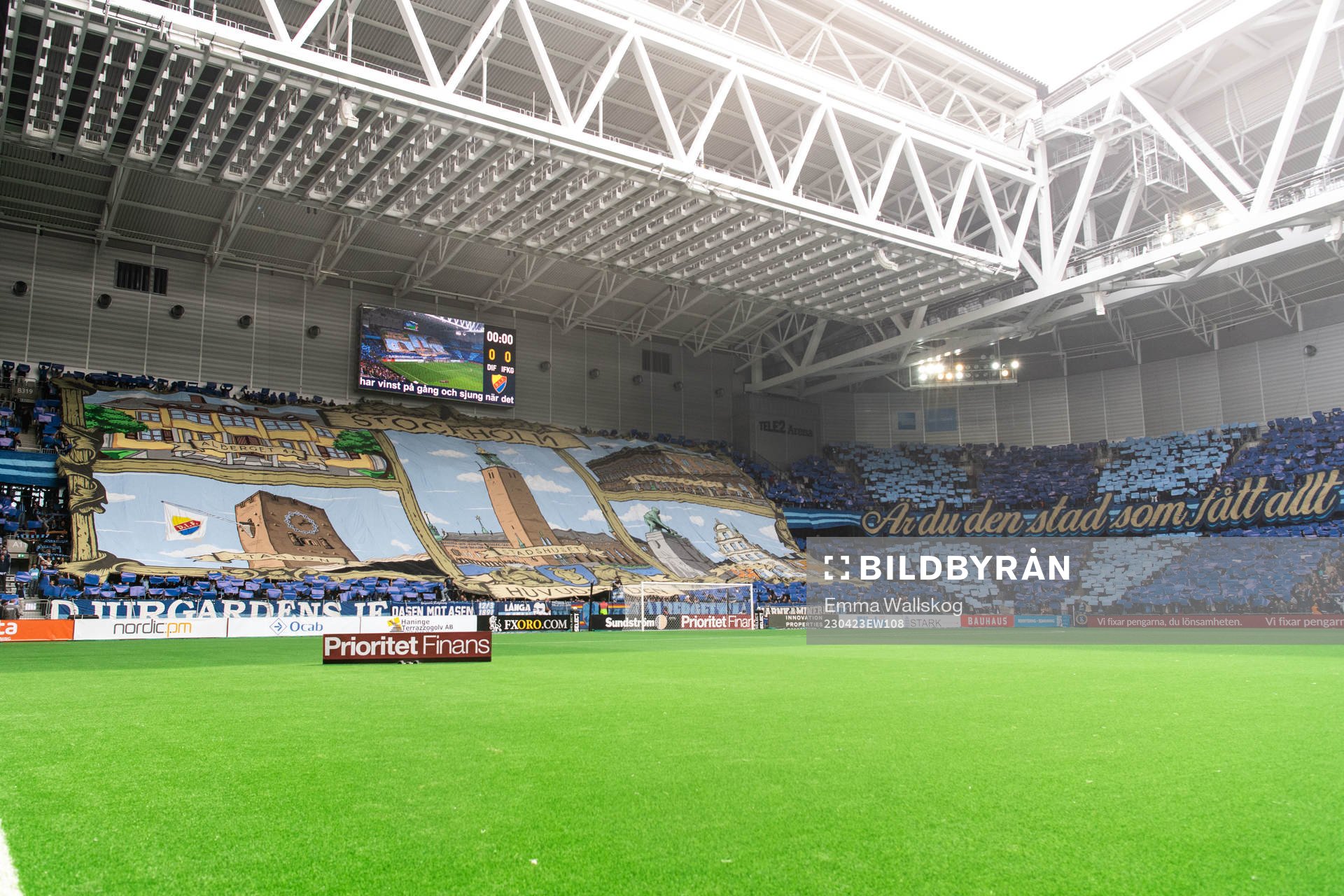 Djurgårdens supportrar med tifo