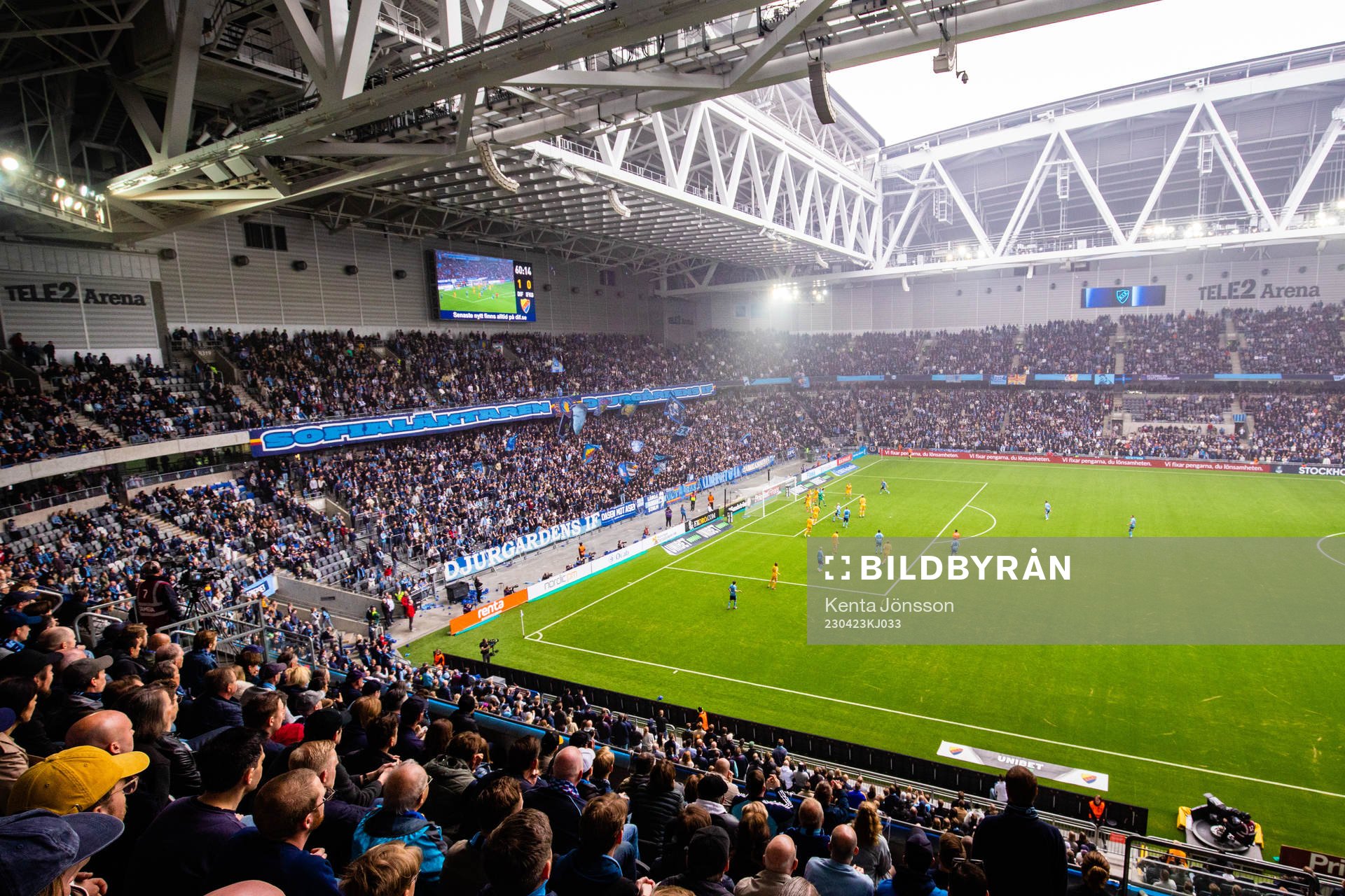Tele Arena med Djurgårdens supportrar