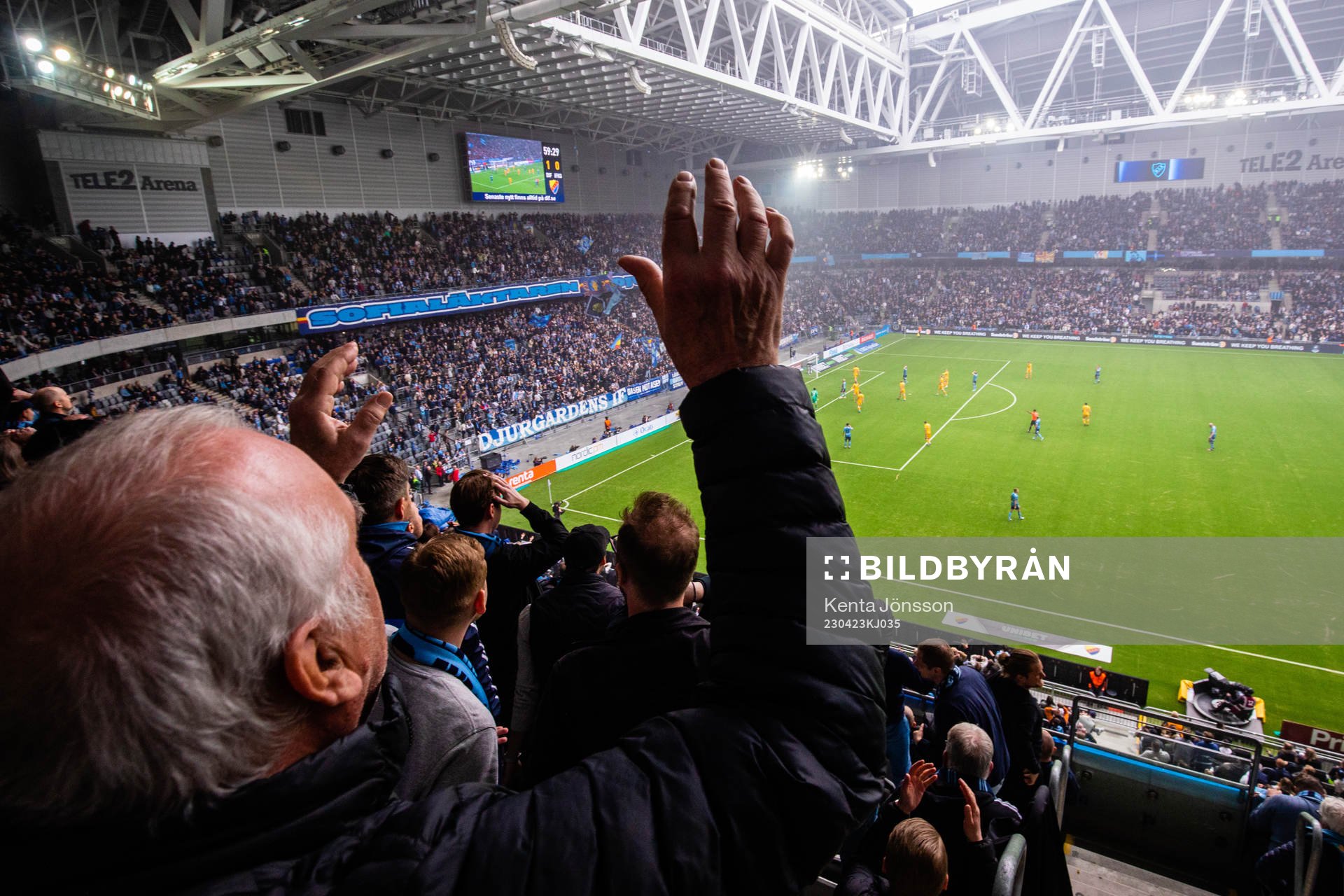 Tele Arena med Djurgårdens supportrar