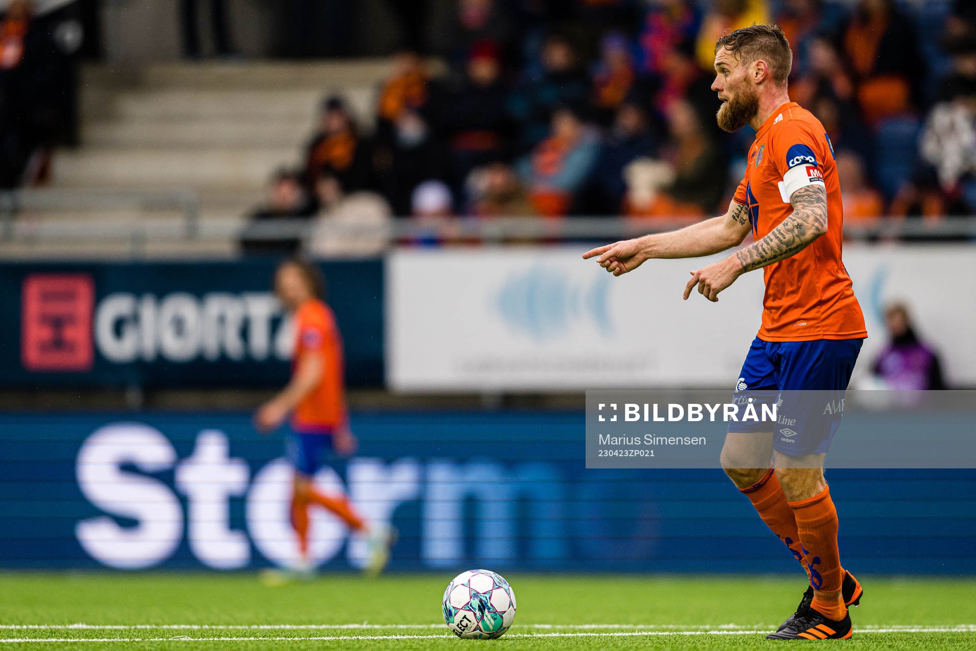 David Fällman of Aalesund during the Eliteserien match between Aalesund and Bodø/Glimt on April 23, 2023 in Ålesund.