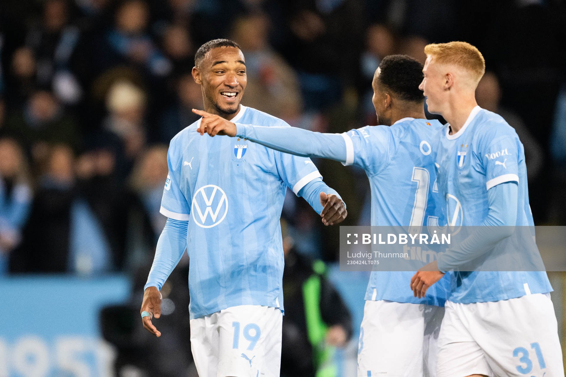 Malmö FFs Derek Cornelius, Martin Olsson och Hugo Larsson