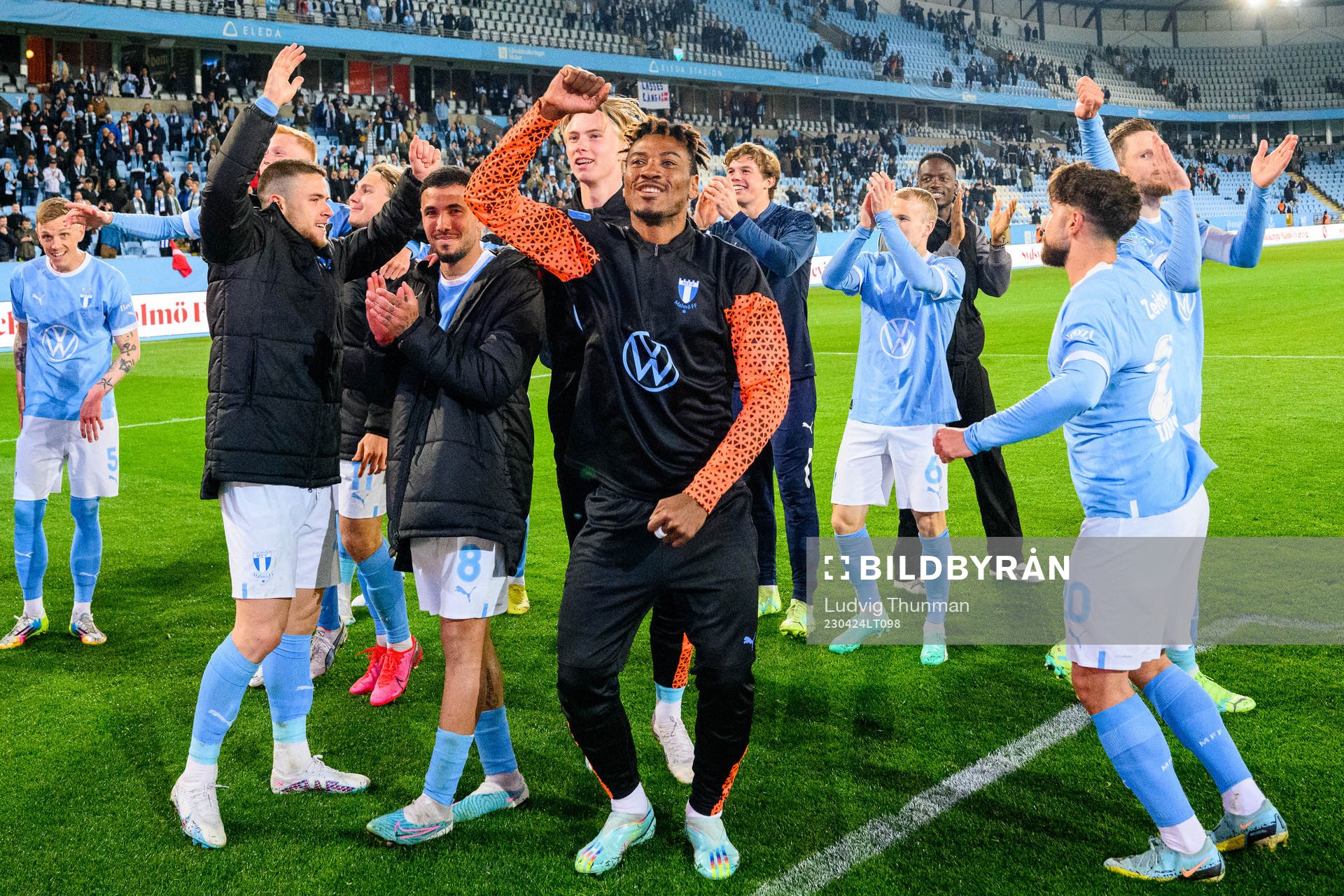 Malmö FFs Gabriel Busanello Sergio Pena och Joseph Ceesay