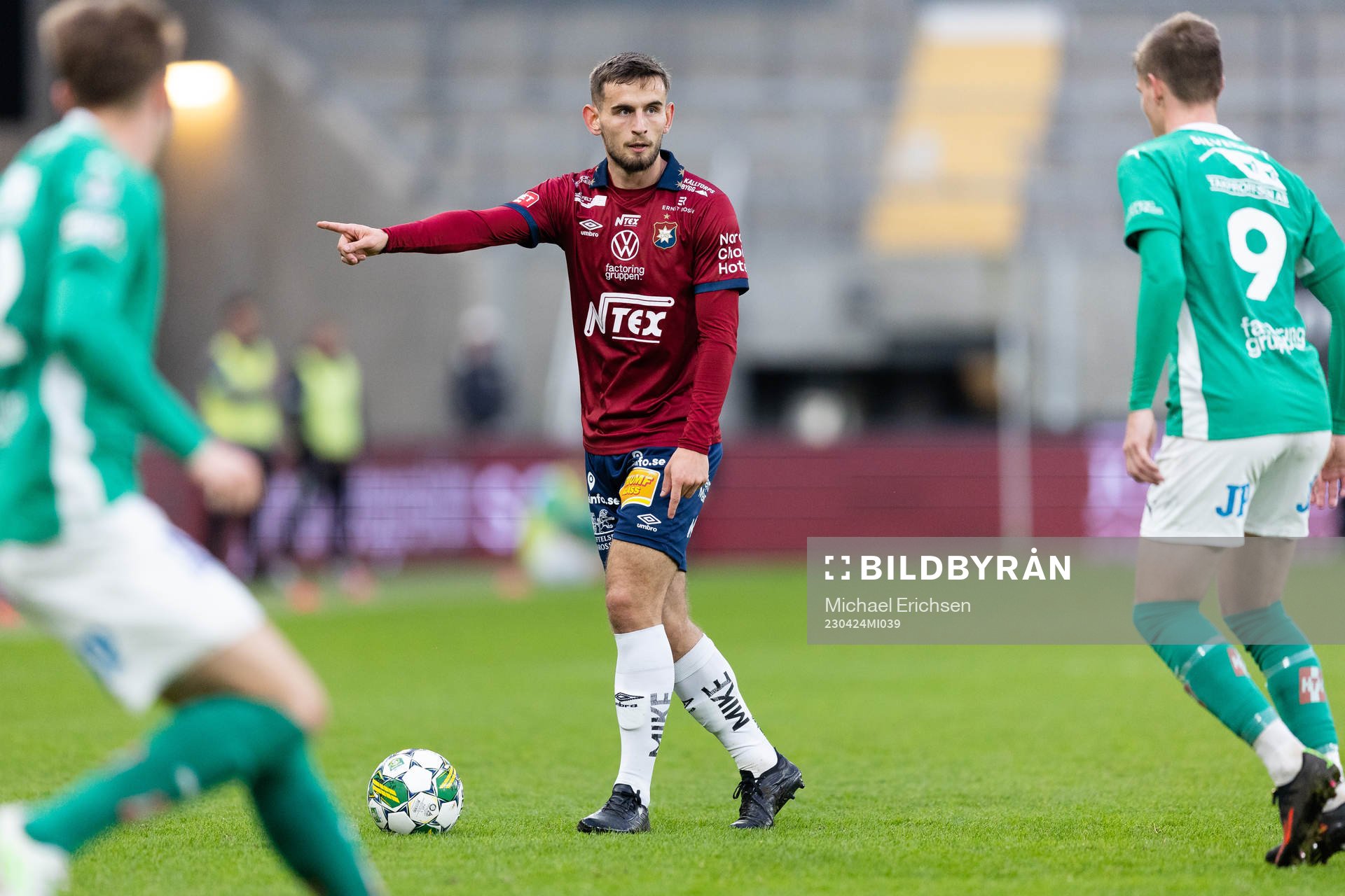 Örgrytes Erion Sadiku under fotbollsmatchen i Superettan mellan Örgryte och Jönköpings Södra den 24 april 2023 i Göteborg. 