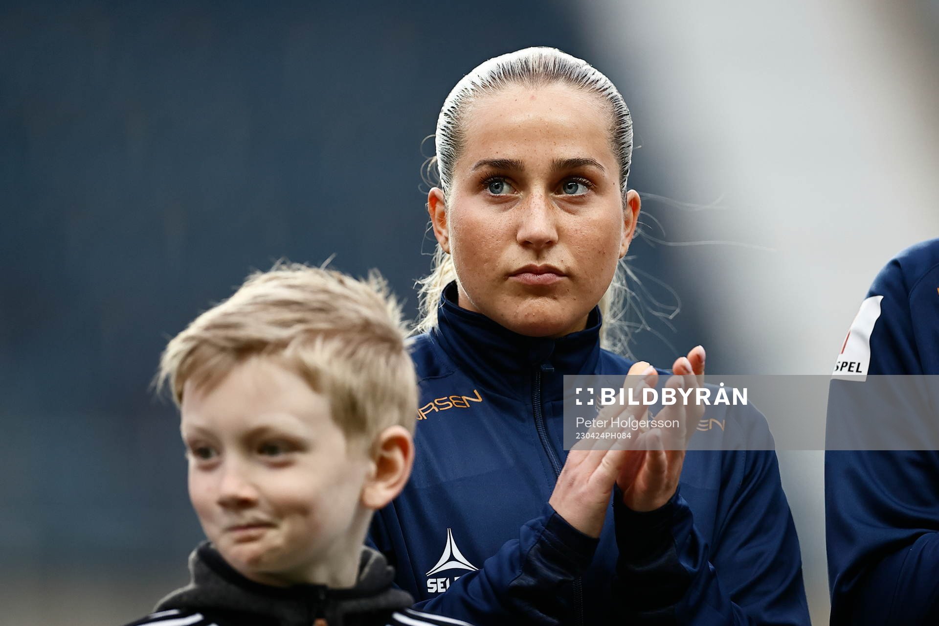 Linköpings Felicia Saving under fotbollsmatchen i Damallsvenskan mellan Linköping och Hammarby den 24 april 2023 i Linköping. 
