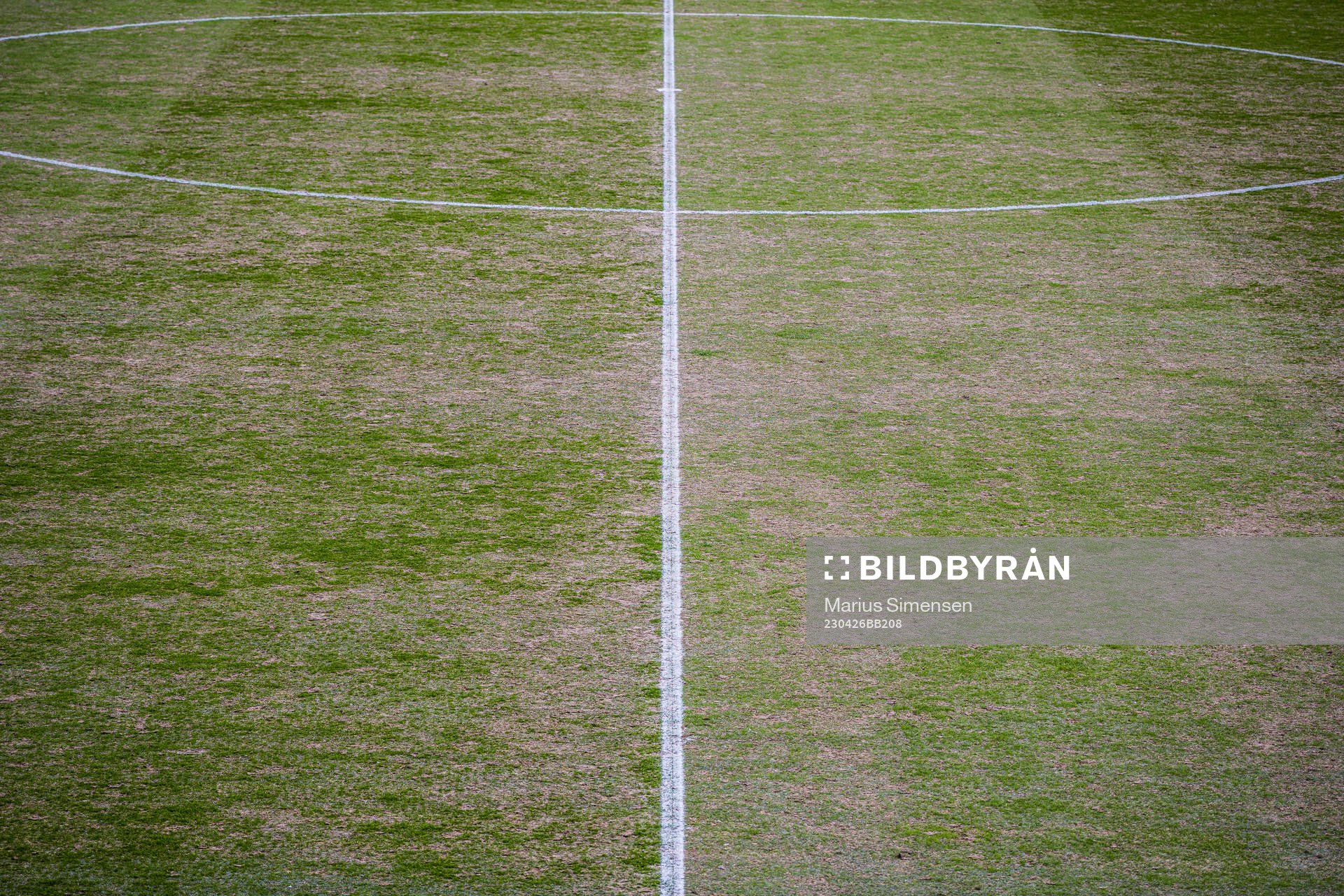 Quality of the grass at Nadderud Stadion ahead of the cup match between Stabæk and Brann on April 26, 2023 in Bekkestua.