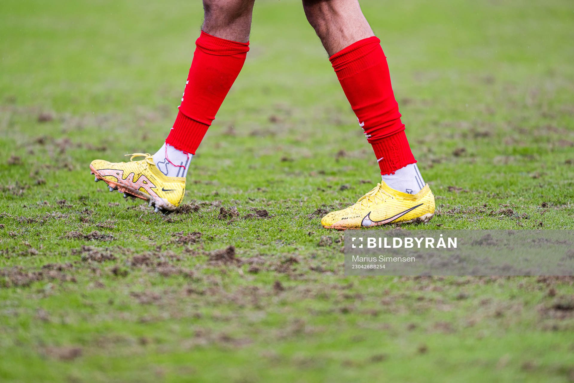 Quality of the grass at Nadderud Stadion ahead of the cup match between Stabæk and Brann on April 26, 2023 in Bekkestua.