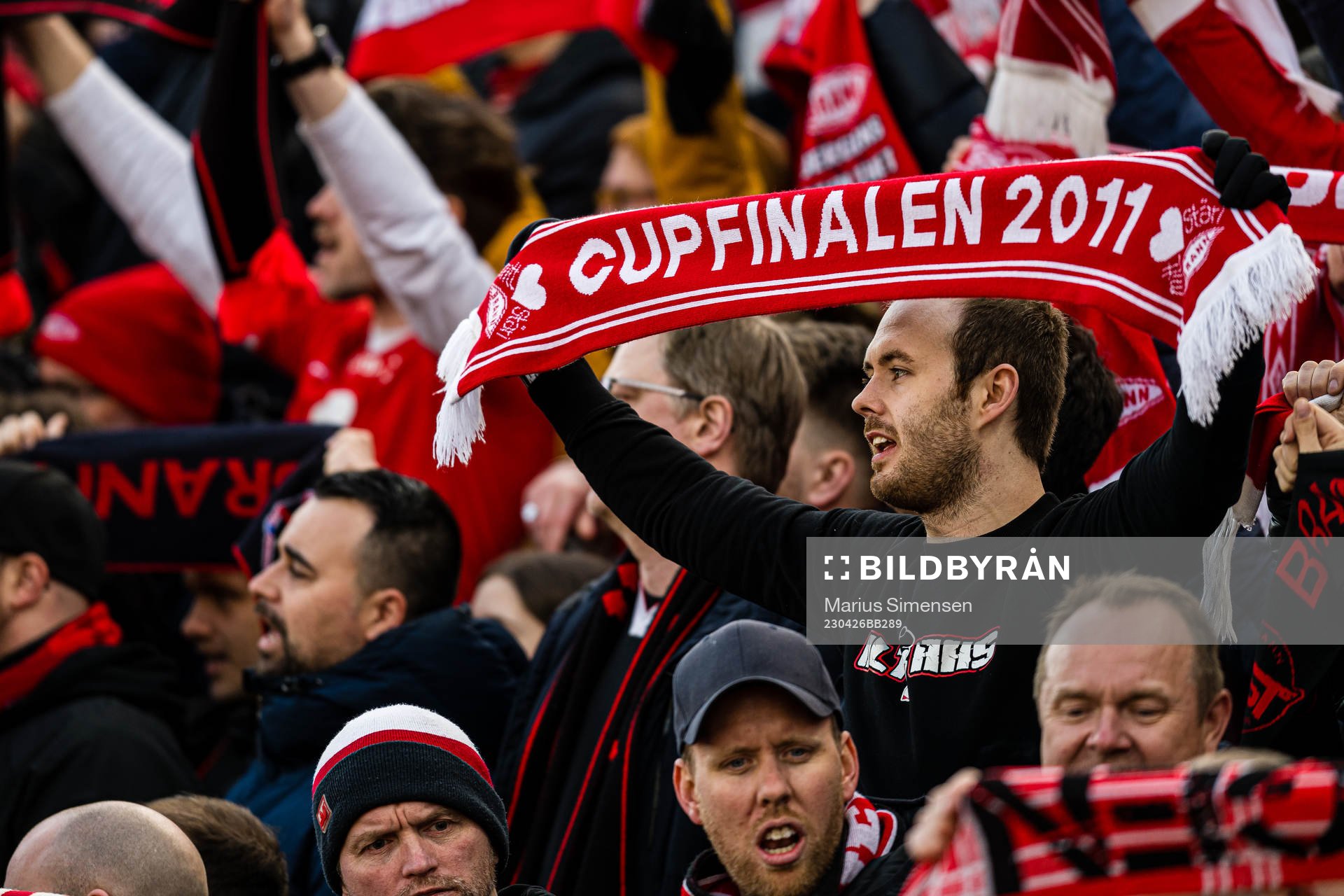 Spectators in the stands during the cup match between Stabæk and Brann on April 26, 2023 in Bekkestua.
