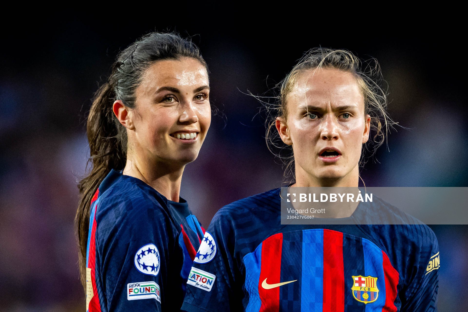 Ingrid Syrstad Engen and Caroline Graham Hansen of Barcelona