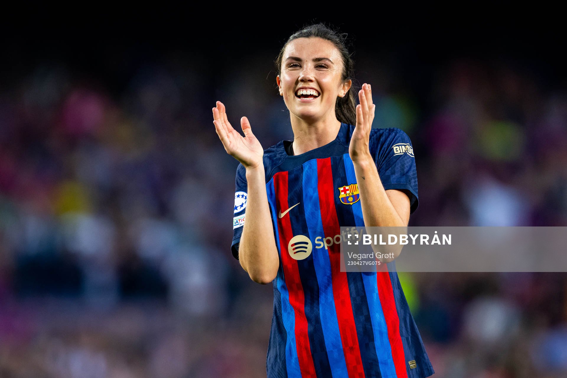 Ingrid Syrstad Engen of Barcelona celebrates