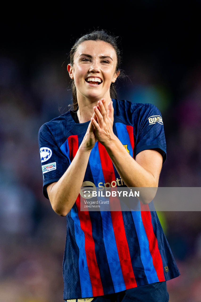 Ingrid Syrstad Engen of Barcelona celebrates