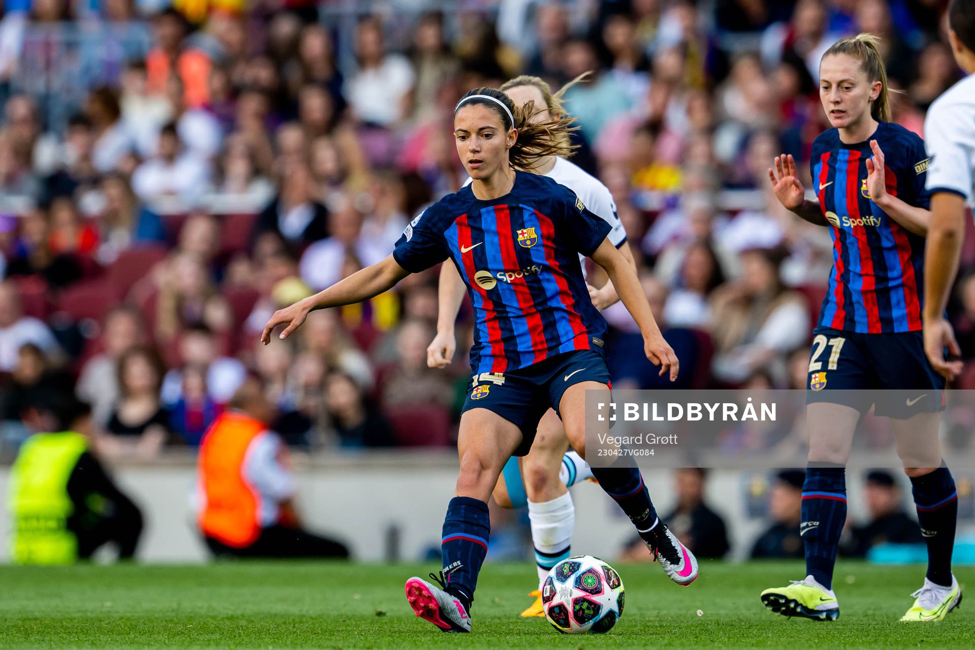 Aitana Bonmati of Barcelona during the UEFA Women's Champions League football match between Barcelona and Chelsea on April 27, 2023 in Barcelona.