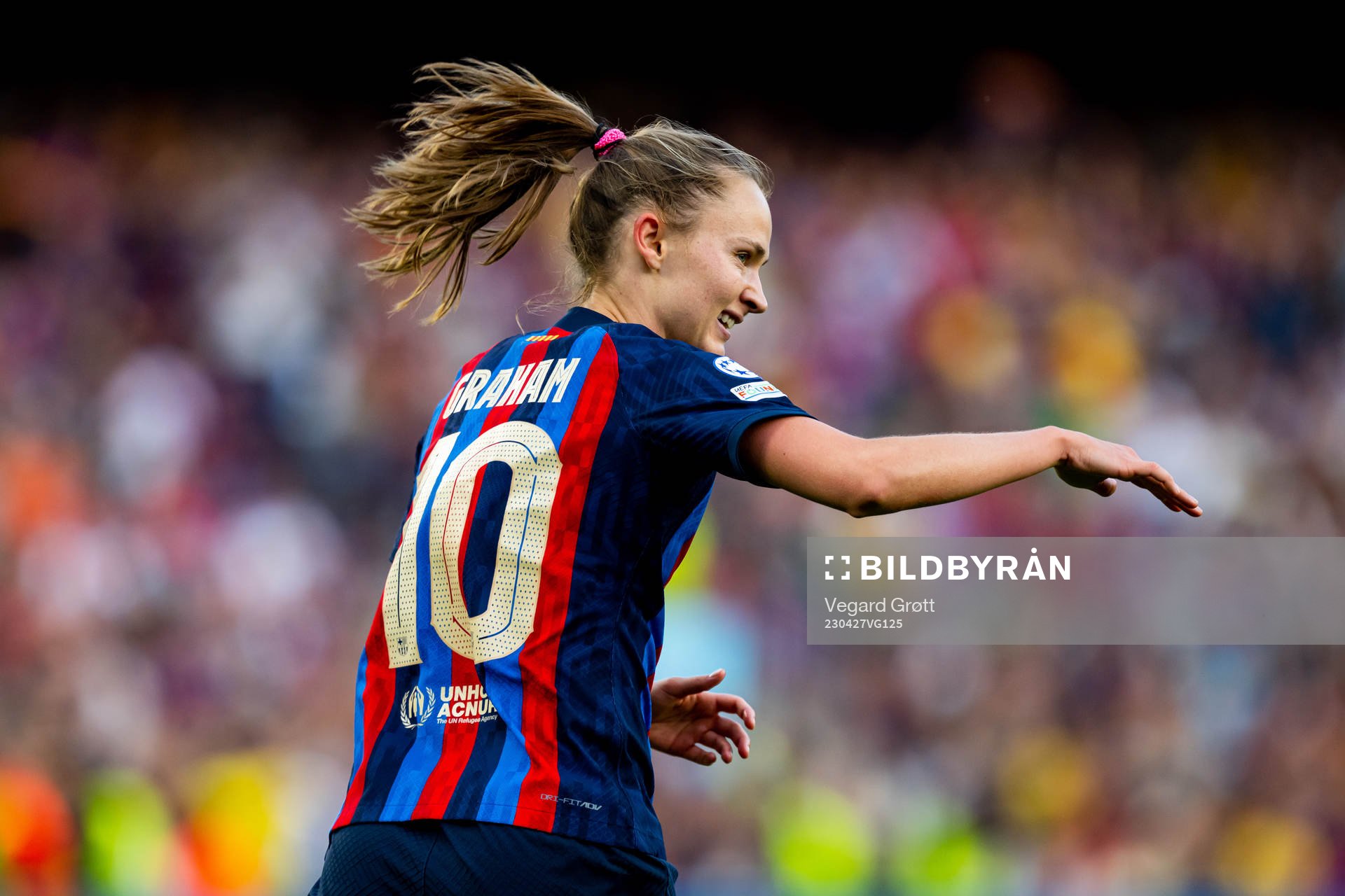 Caroline Graham Hansen of Barcelona celebrates