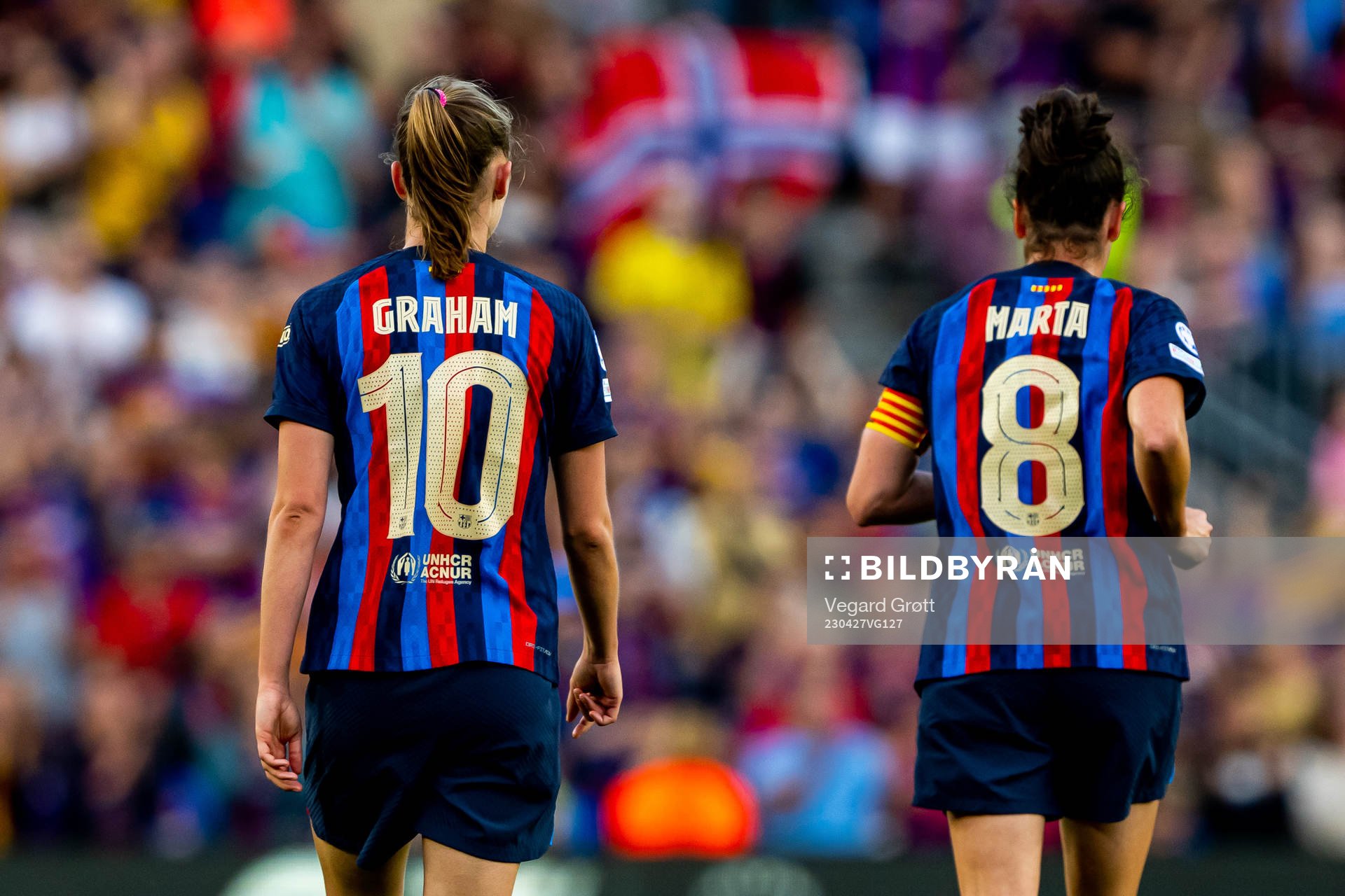 Caroline Graham Hansen of Barcelona with teammate Marta