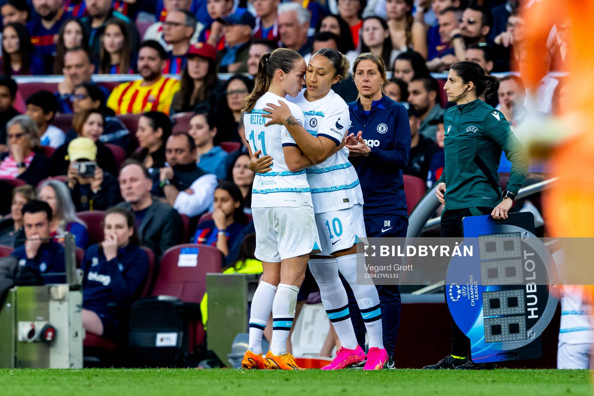 Guro Reiten of Chelsea is being substituted with teammate