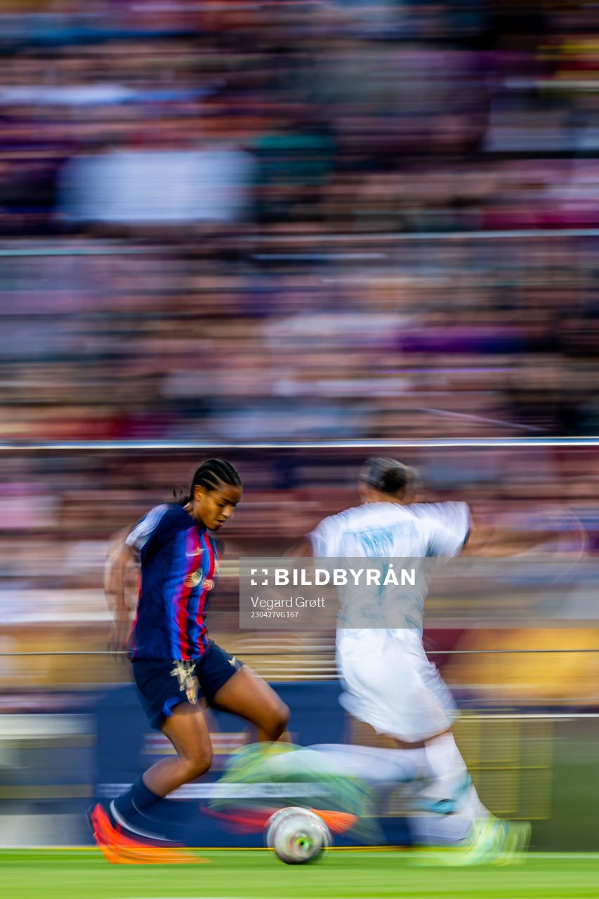 Geyse of Barcelona during the UEFA Women's Champions League football match between Barcelona and Chelsea on April 27, 2023 in Barcelona.