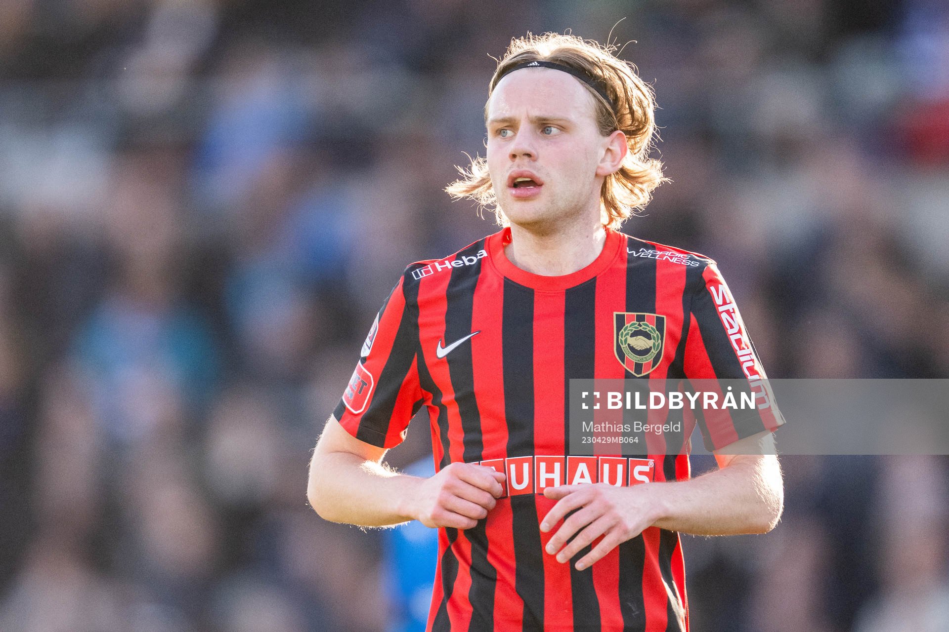 Brommapojkarnas Oscar Pettersson under fotbollsmatchen i Allsvenskan mellan Halmstad och Brommapojkarna den 29 april 2023 i Halmstad. 