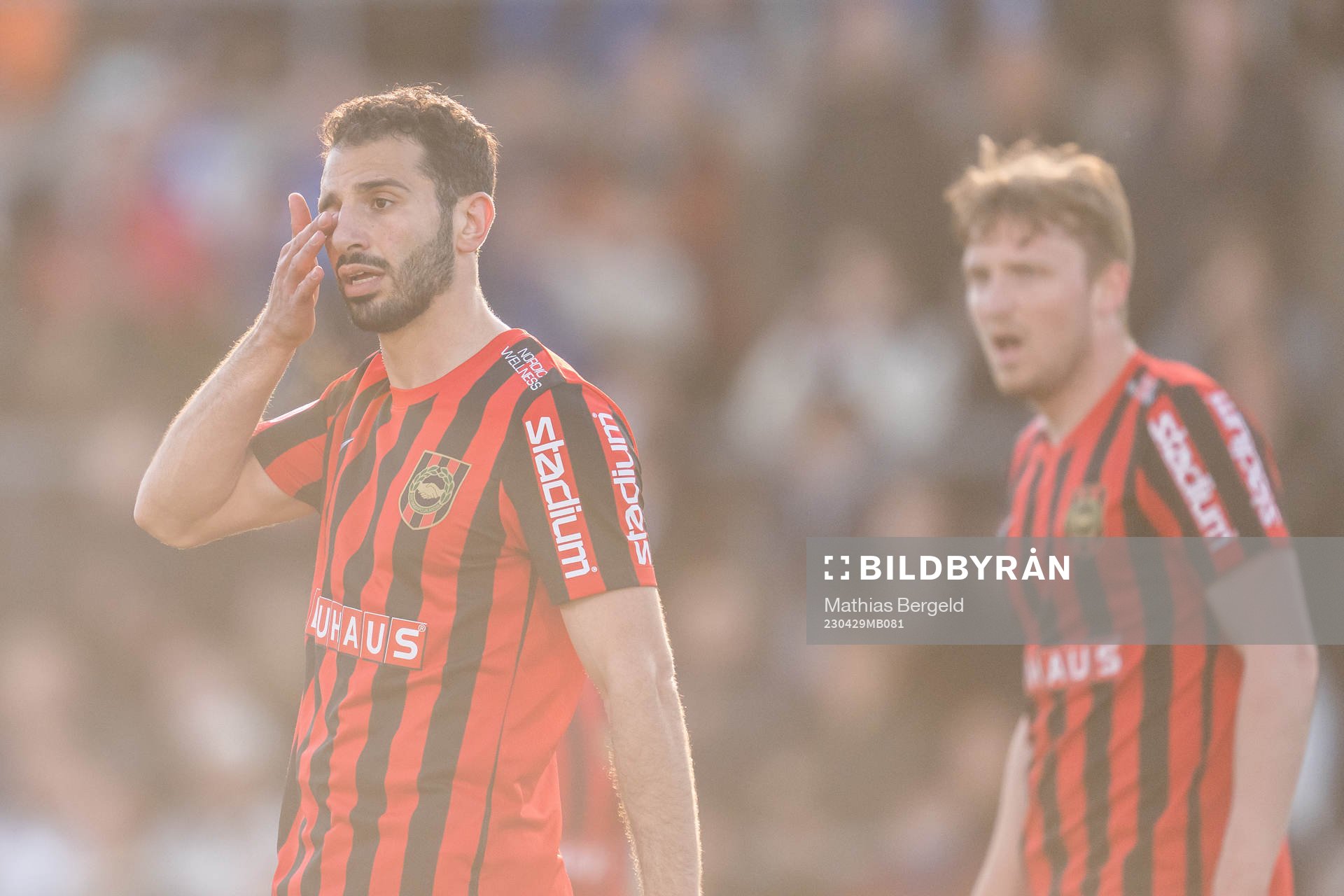 Brommapojkarnas André Calisir under fotbollsmatchen i Allsvenskan mellan Halmstad och Brommapojkarna den 29 april 2023 i Halmstad. 