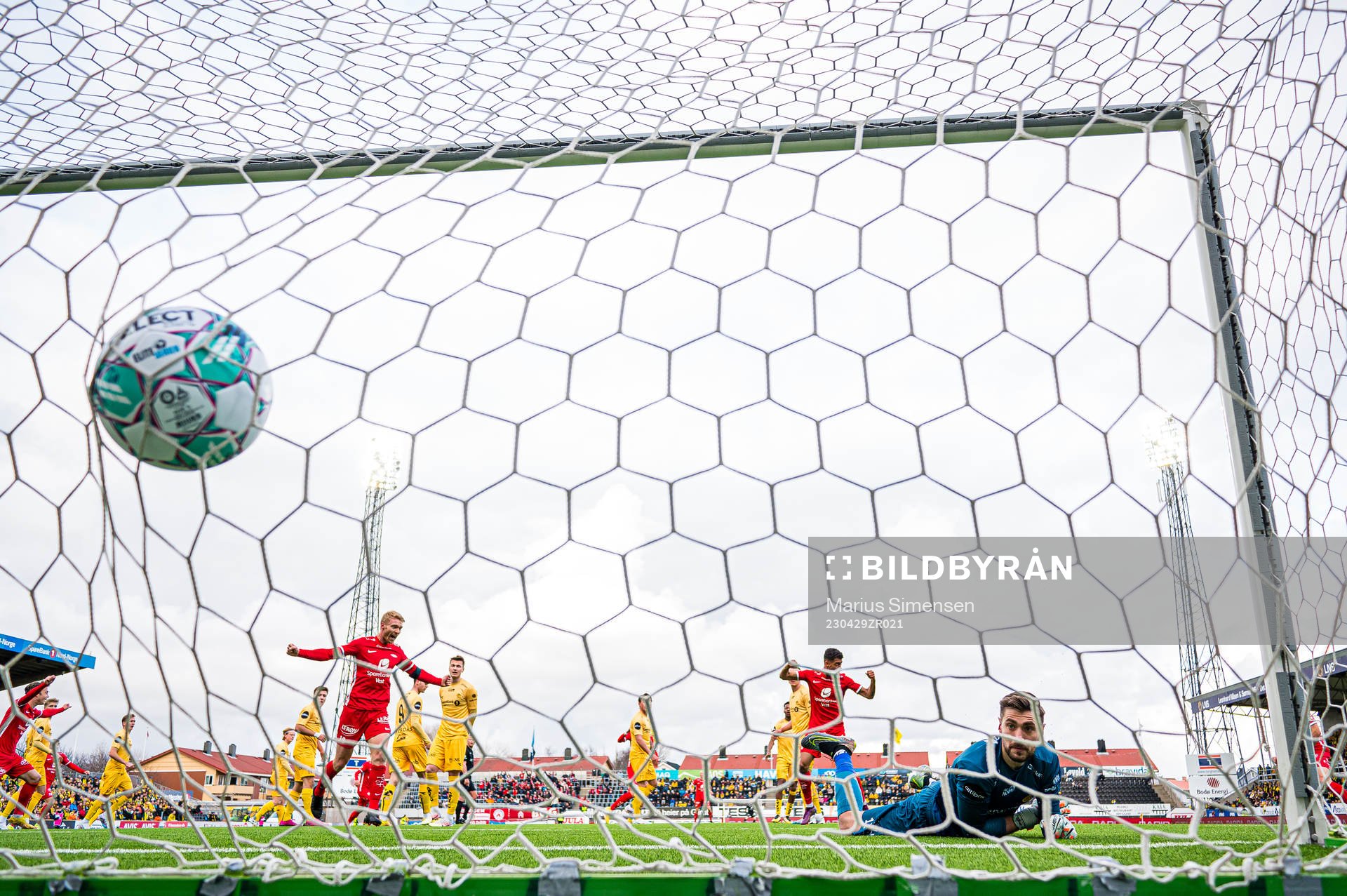 Niklas Jensen Wassberg of Brann scores the 0-1 goal behind