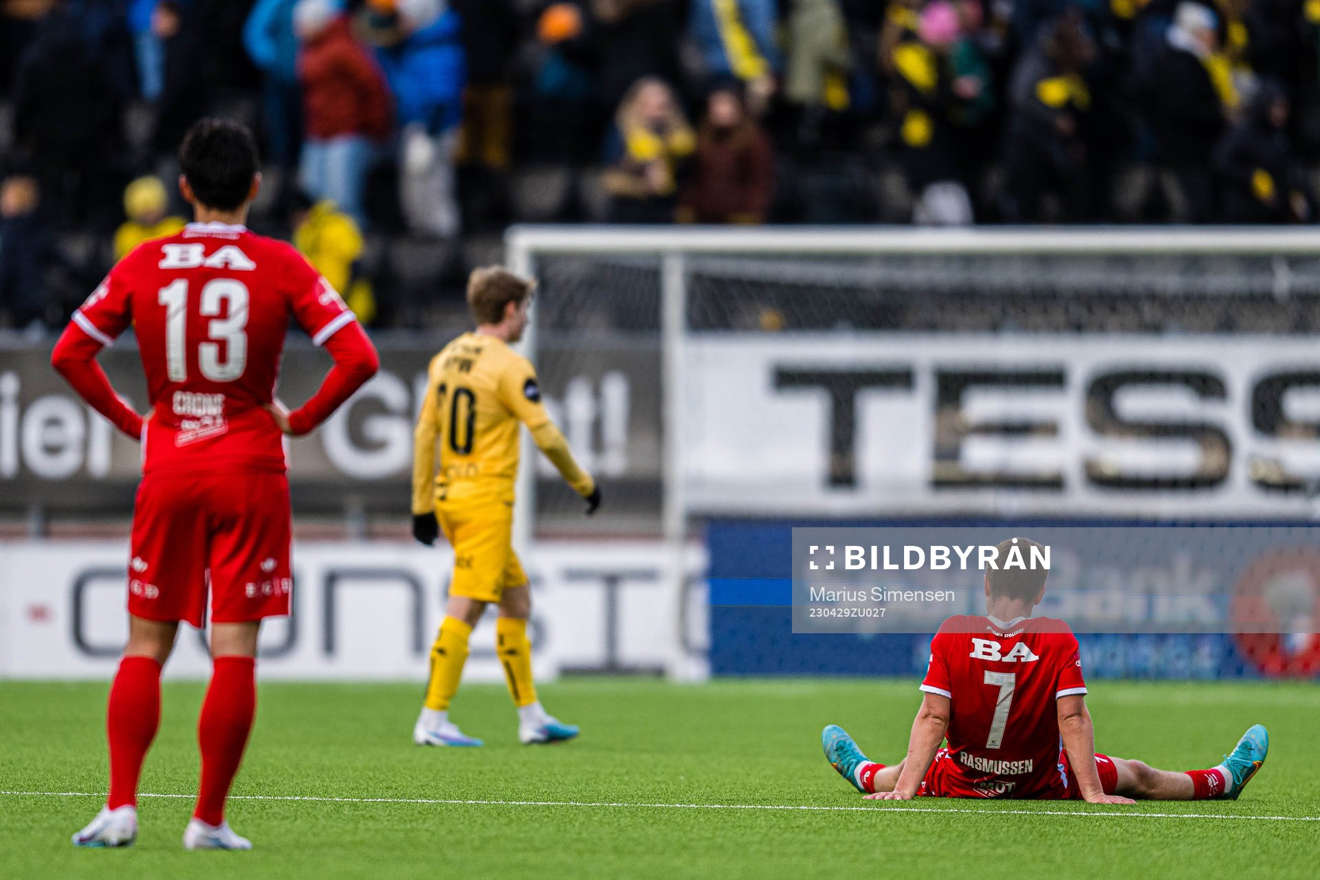 Svenn Crone and Mathias Rasmussen of Brann looks dejected