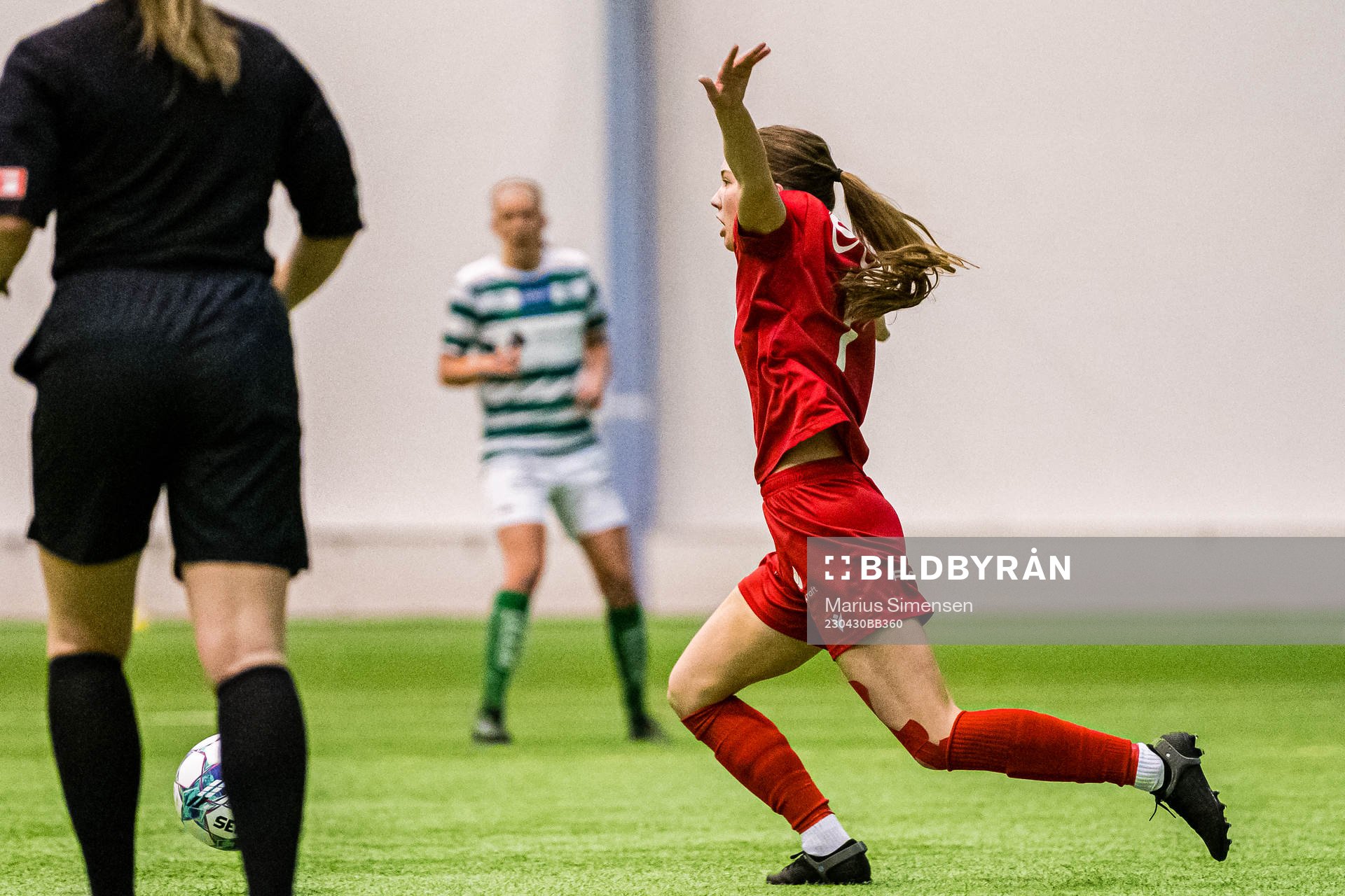 Marthe Hansen of Grand Bodø during the 1. division football match between Grand Bodø and KIL/Hemne on April 30, 2023 in Bodø.
