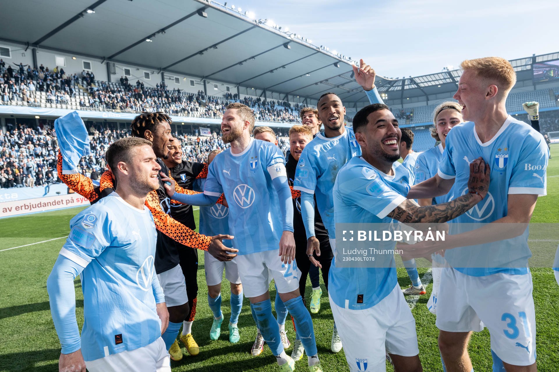 Malmö FFs Gabriel Busanello, Joseph Ceesay, Lasse Nielsen,