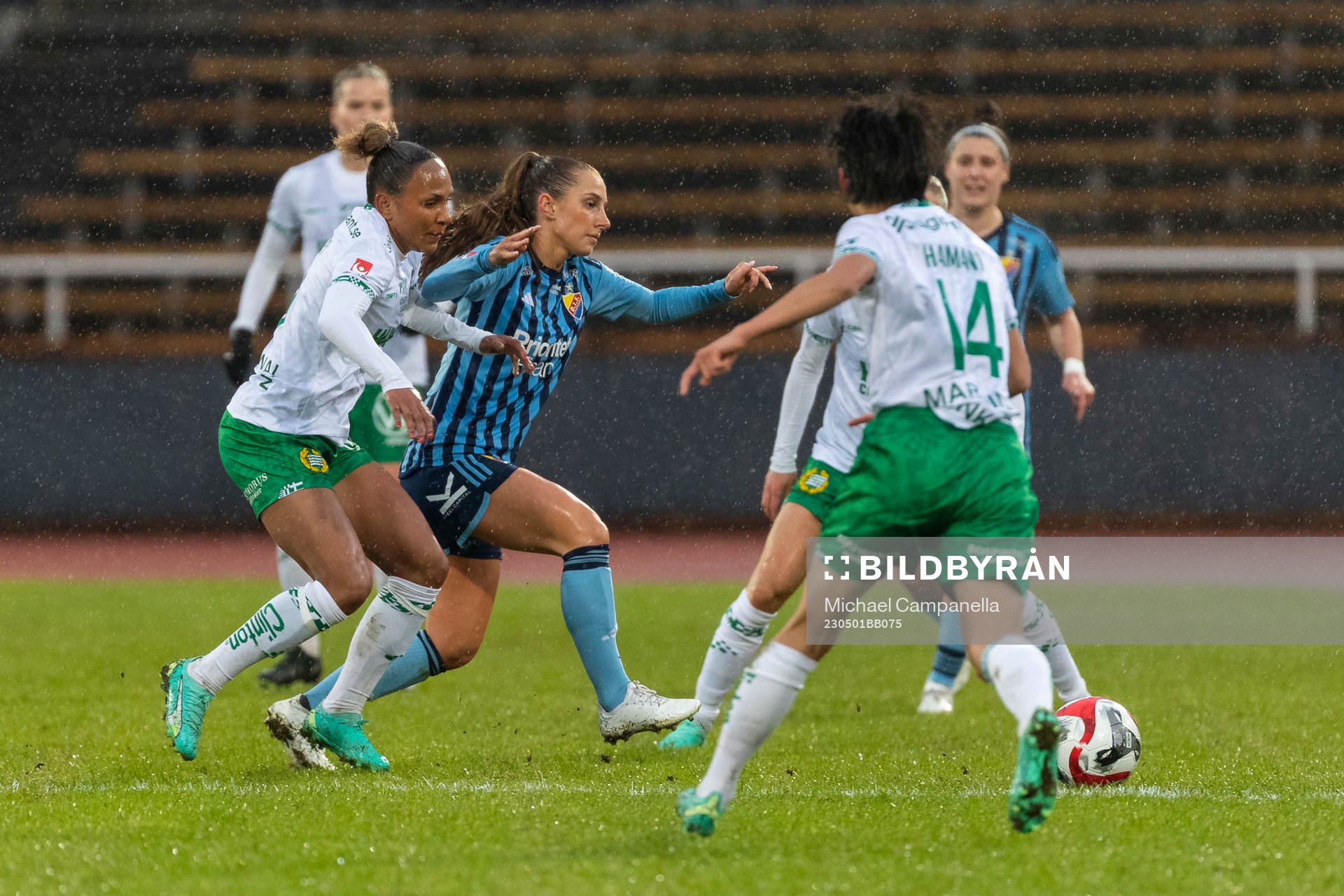 Djurgårdens Tilde Lindwall och Hammarbys Madelen Janogy