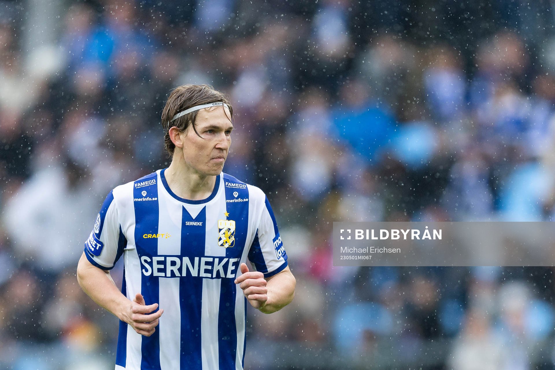 IFK Göteborgs Johan Bångsbo under fotbollsmatchen i Allsvenskan mellan IFK Göteborg och IFK Norrköping den 1 maj 2023 i Göteborg.