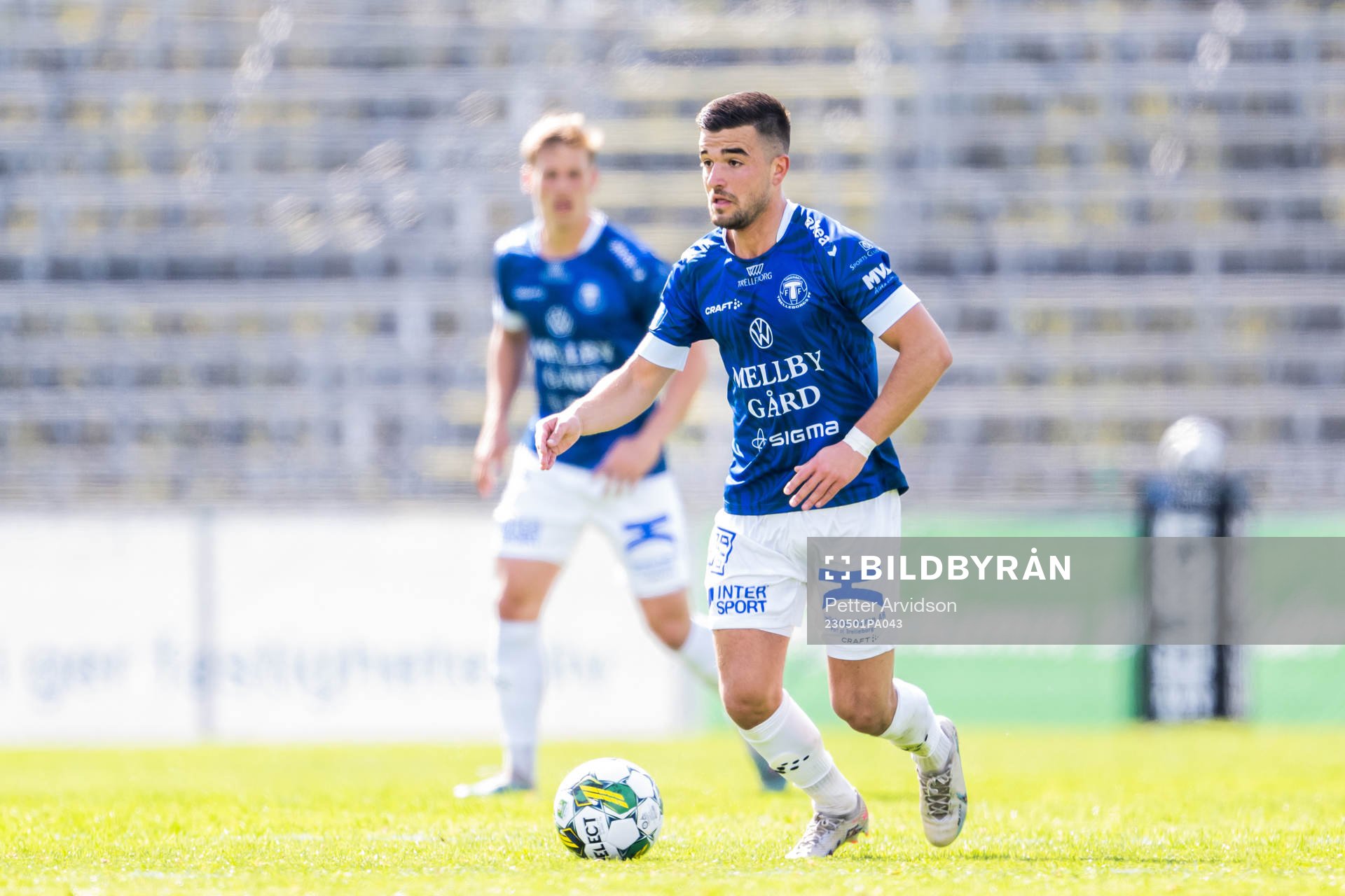 Trelleborgs Haris Brkic under fotbollsmatchen i Superettan mellan Trelleborg och GIF Sundsvall den 1 maj 2023 i Trelleborg. 