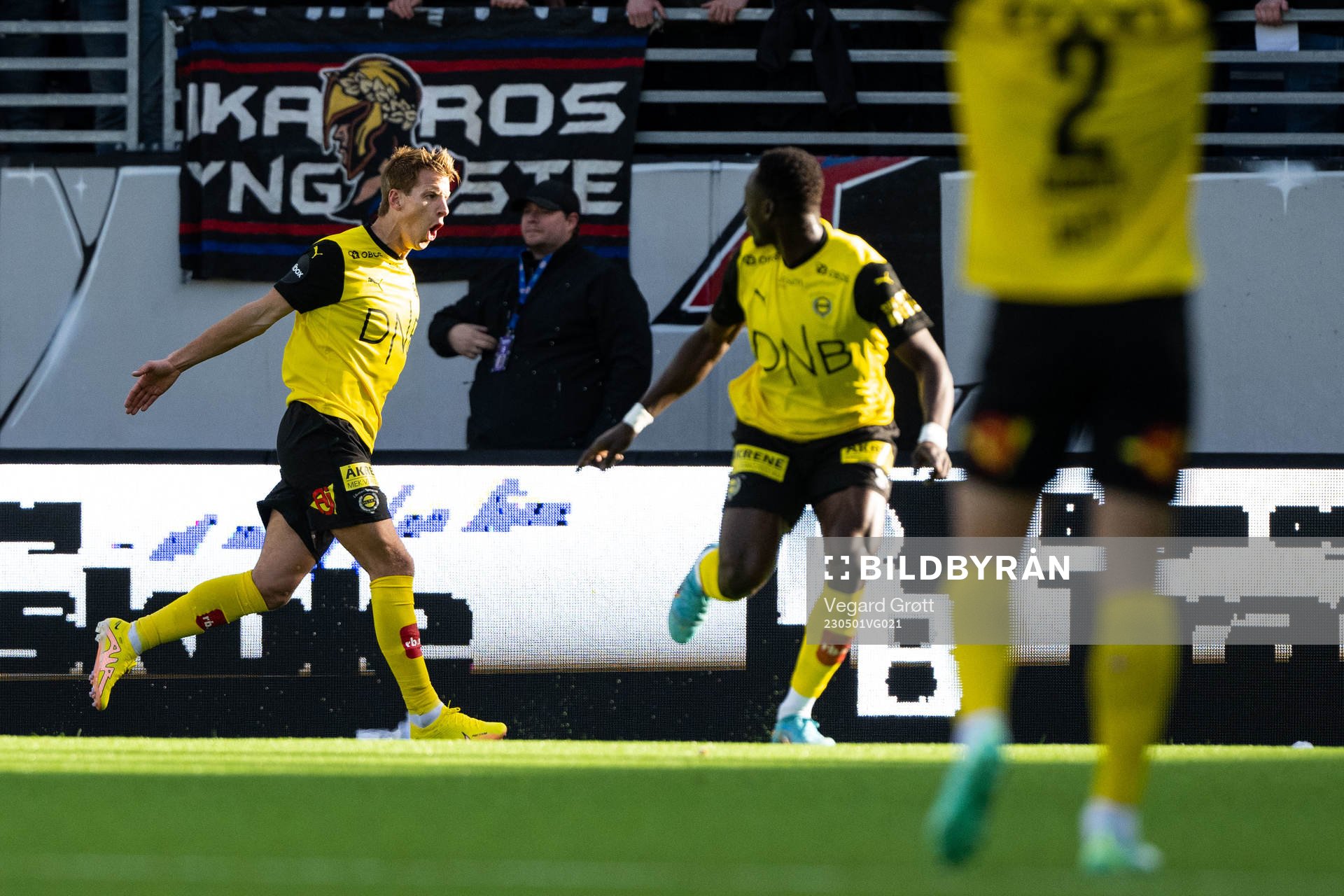 Thomas Lehne Olsen of Lillestrøm celebrates scoring 1-1