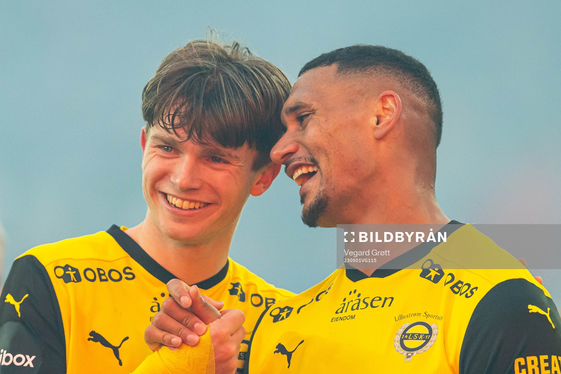 Magnus Knudsen and Ruben Gabrielsen of Lillestrøm celebrate