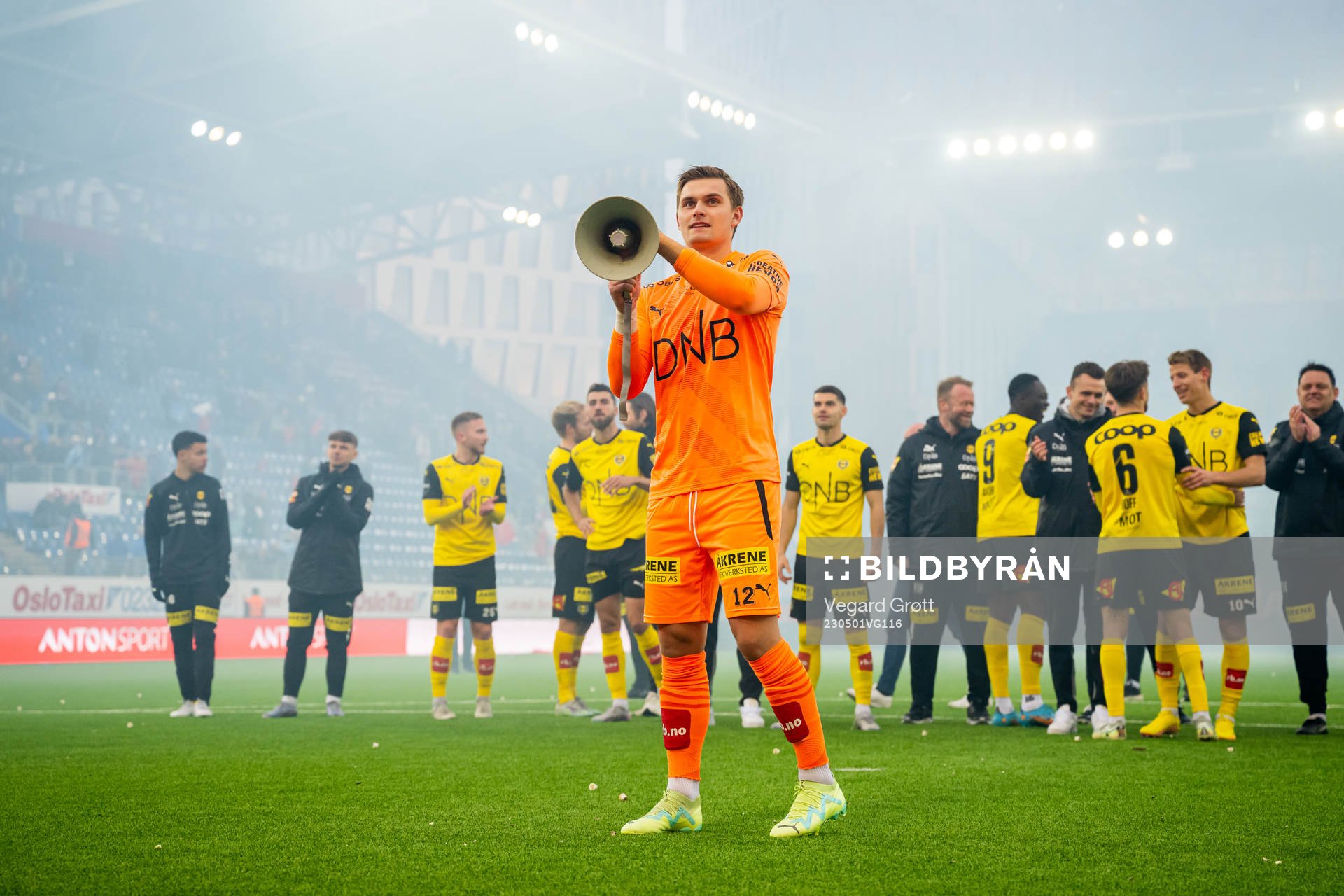 Goalkeeper Mads Hedenstad Christiansen and players of