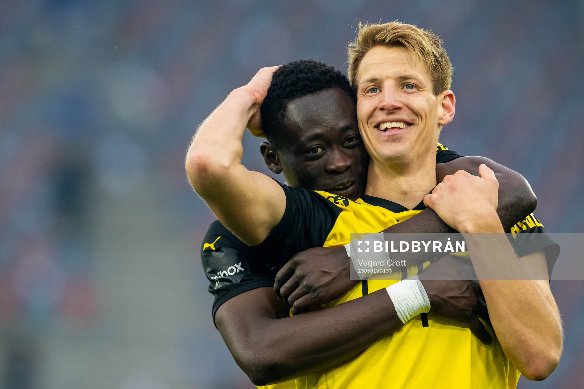 Akor Adams and Thomas Lehne Olsen of Lillestrøm celebrate