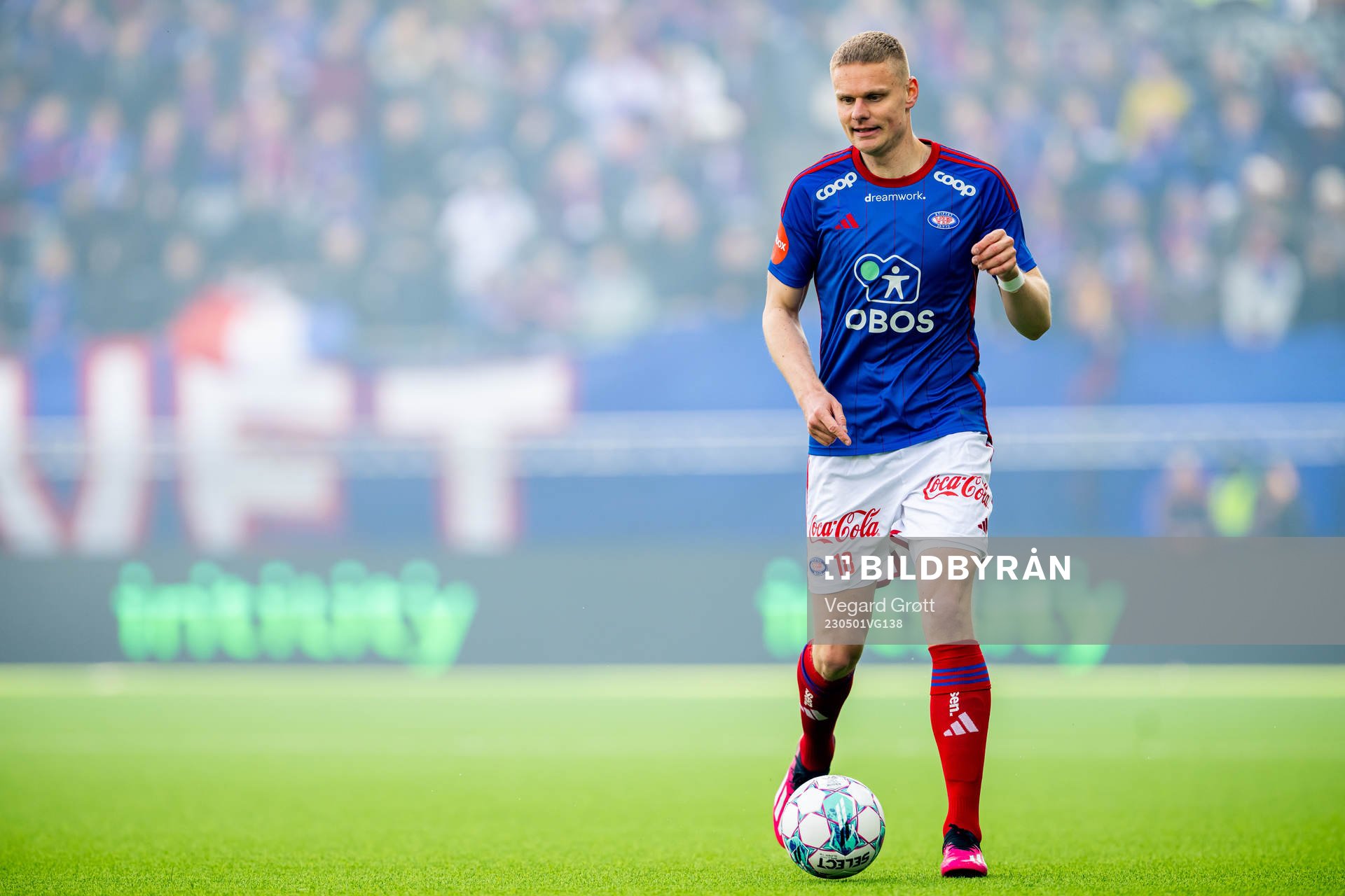 Simen Juklerød of Vålerenga during the Eliteserien football match between Vålerenga and Lillestrøm on May 1, 2023 in Oslo. 