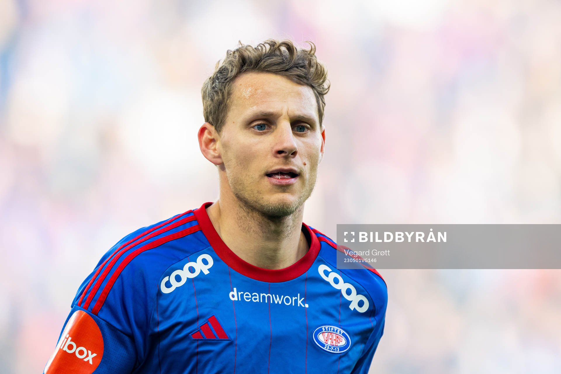 Vegar Eggen Hedenstad of Vålerenga during the Eliteserien football match between Vålerenga and Lillestrøm on May 1, 2023 in Oslo. 