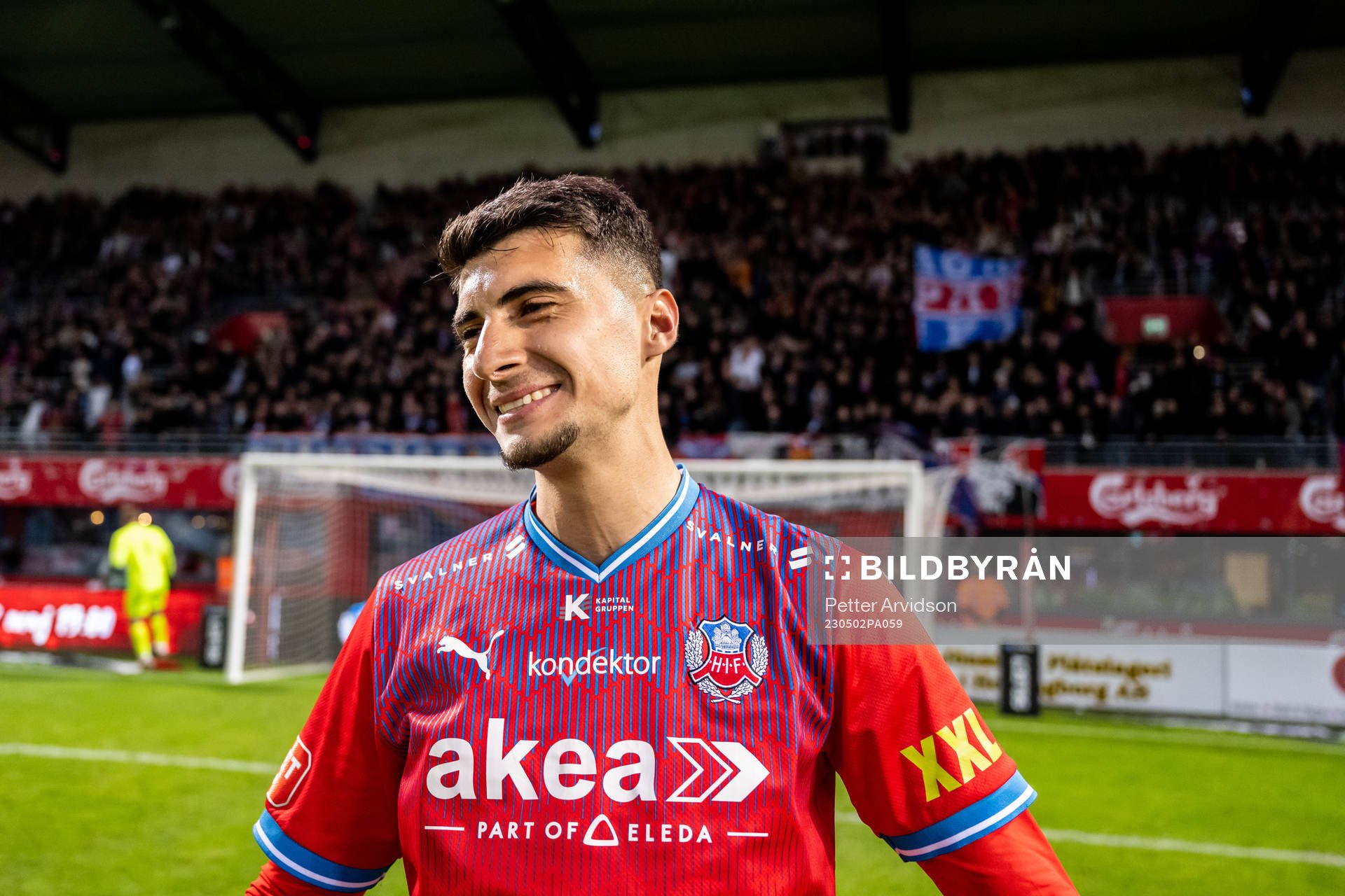 Helsingborgs Amar Muhsin efter fotbollsmatchen i Superettan mellan Helsingborg och GAIS den 2 maj 2023 i Helsingborg. 