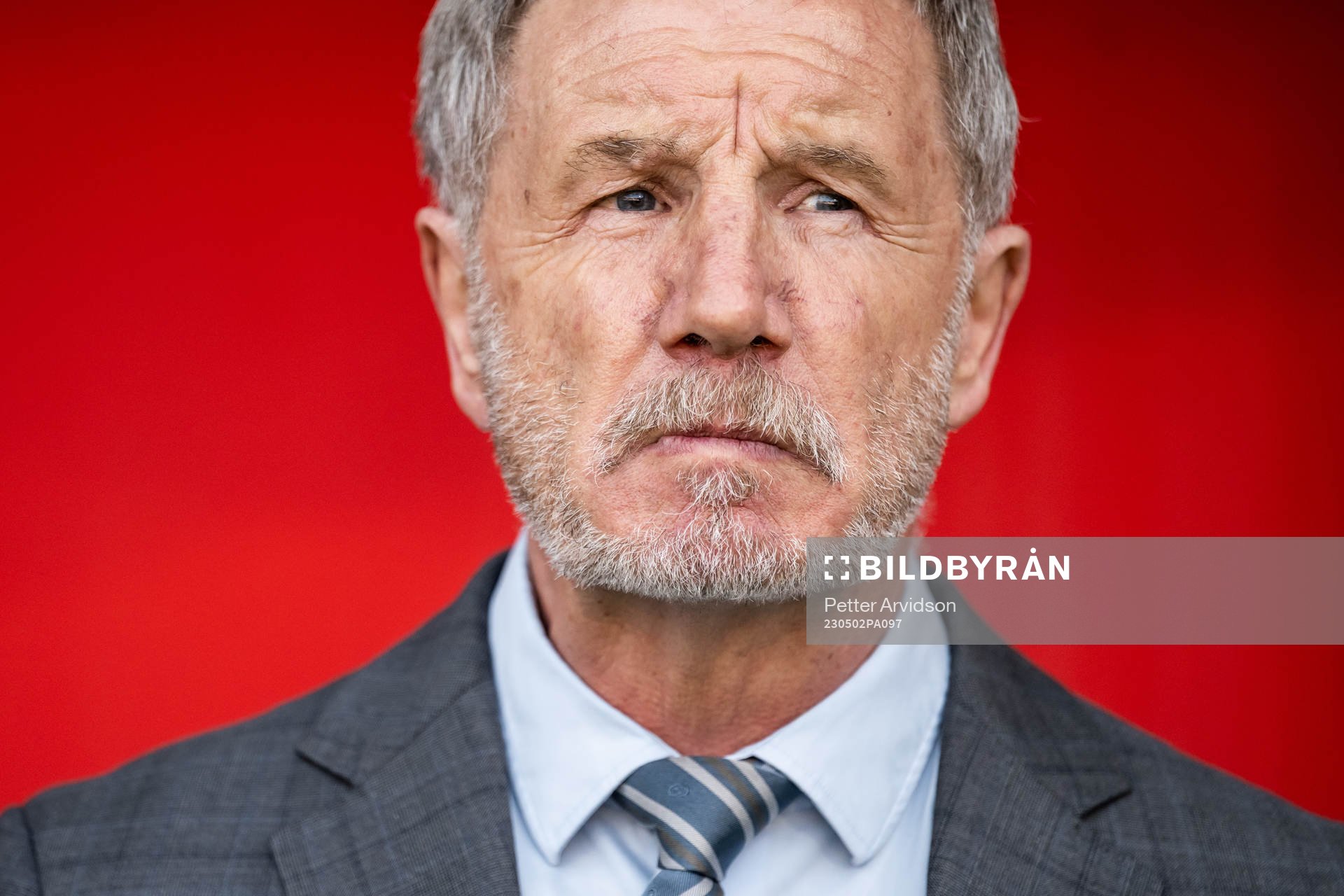 Helsingborgs tränare Stuart Baxter inför fotbollsmatchen i Superettan mellan Helsingborg och GAIS den 2 maj 2023 i Helsingborg. 