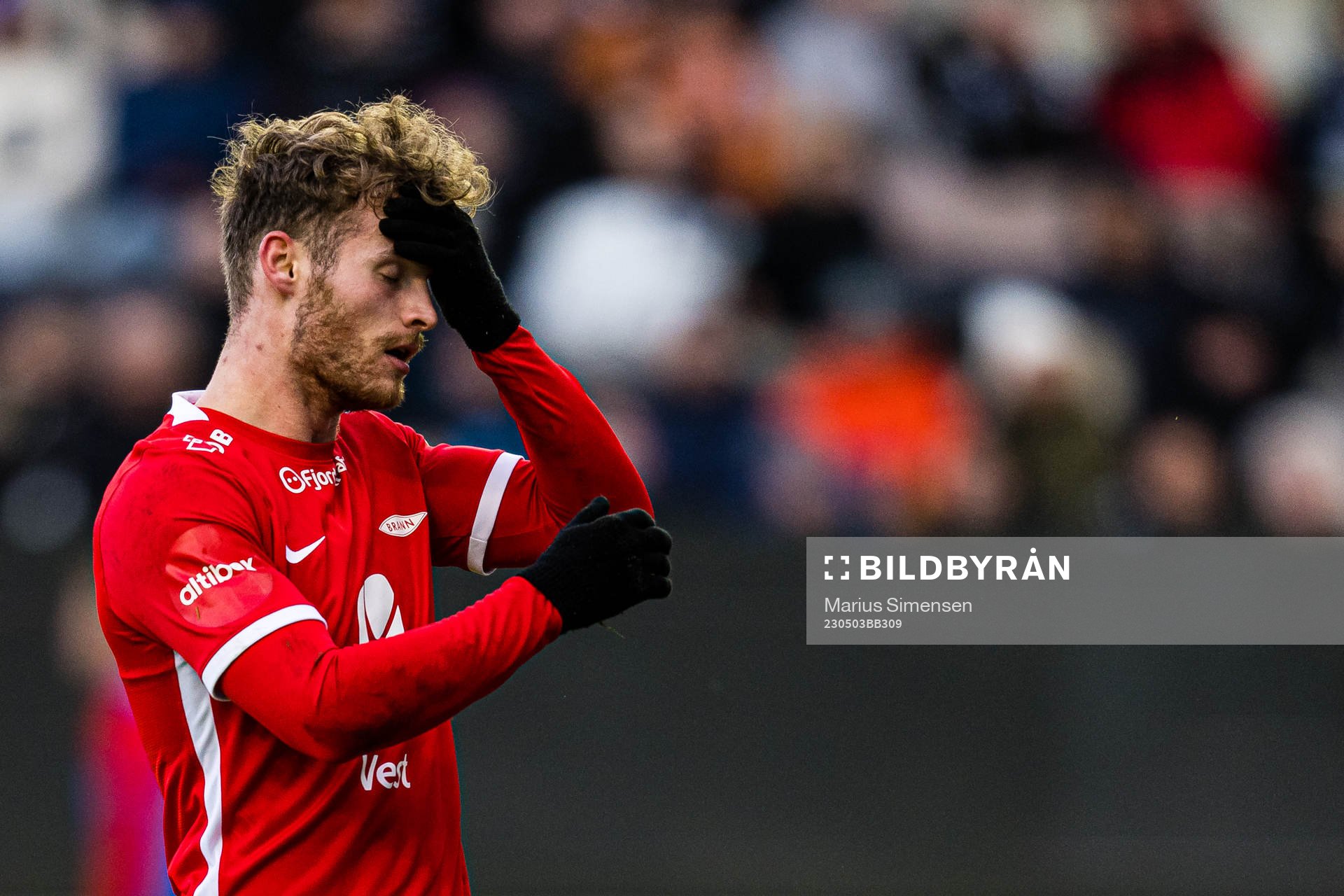 Ole Didrik Blomberg of Brann reacts